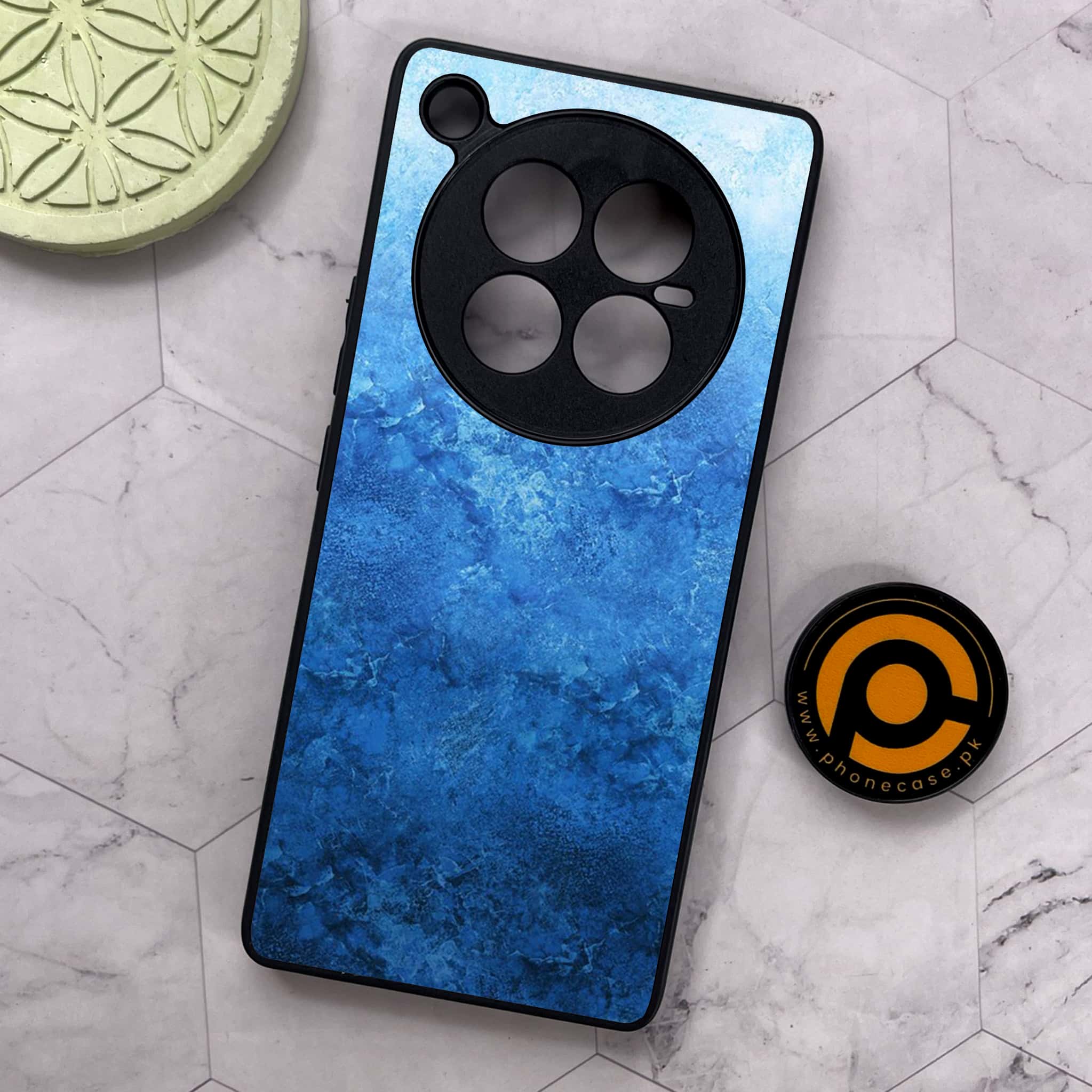 Infinix Zero 40 5G - Blue Marble Series - Premium Metal Printed soft Bumper shock Proof Case