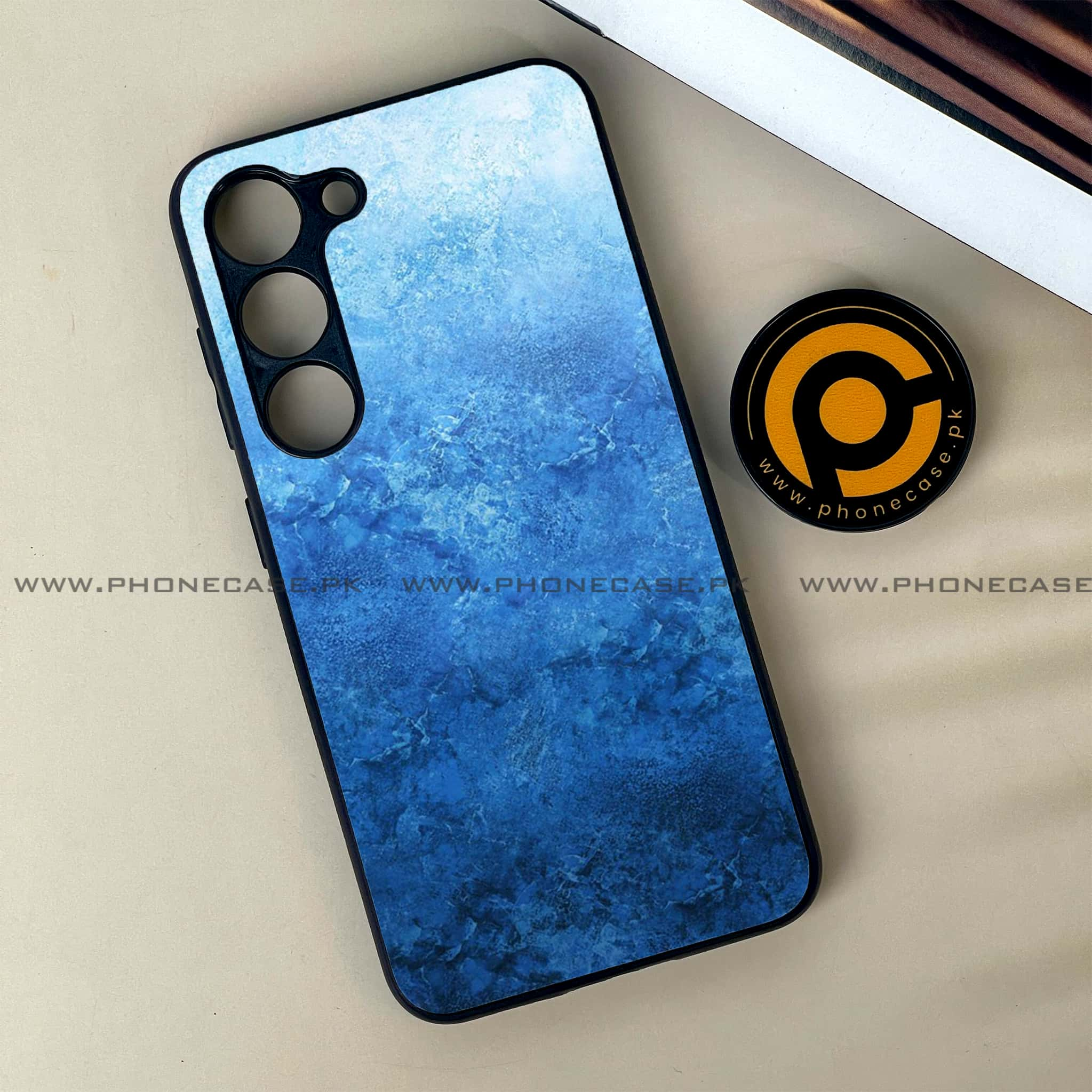 Samsung Galaxy S23 - Blue Marble Series - Premium Printed Glass soft Bumper shock Proof Case