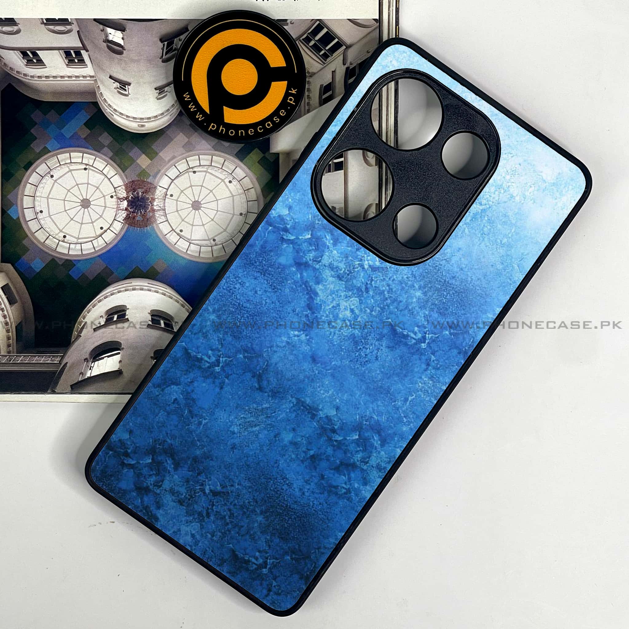 Redmi Note 13 Pro 4G - Blue Marble Series - Premium Metal Printed soft Bumper shock Proof Case