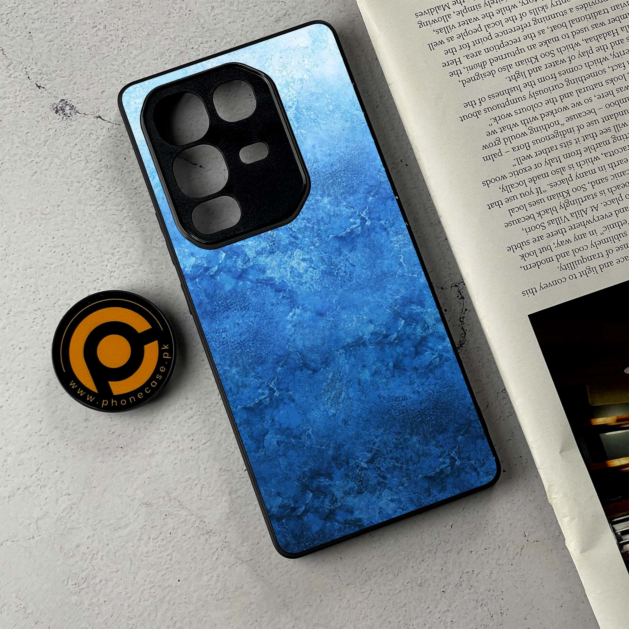 Infinix Note 50 Pro Plus - Blue Marble Series - Premium Metal Printed Soft Bumper Shockproof Case