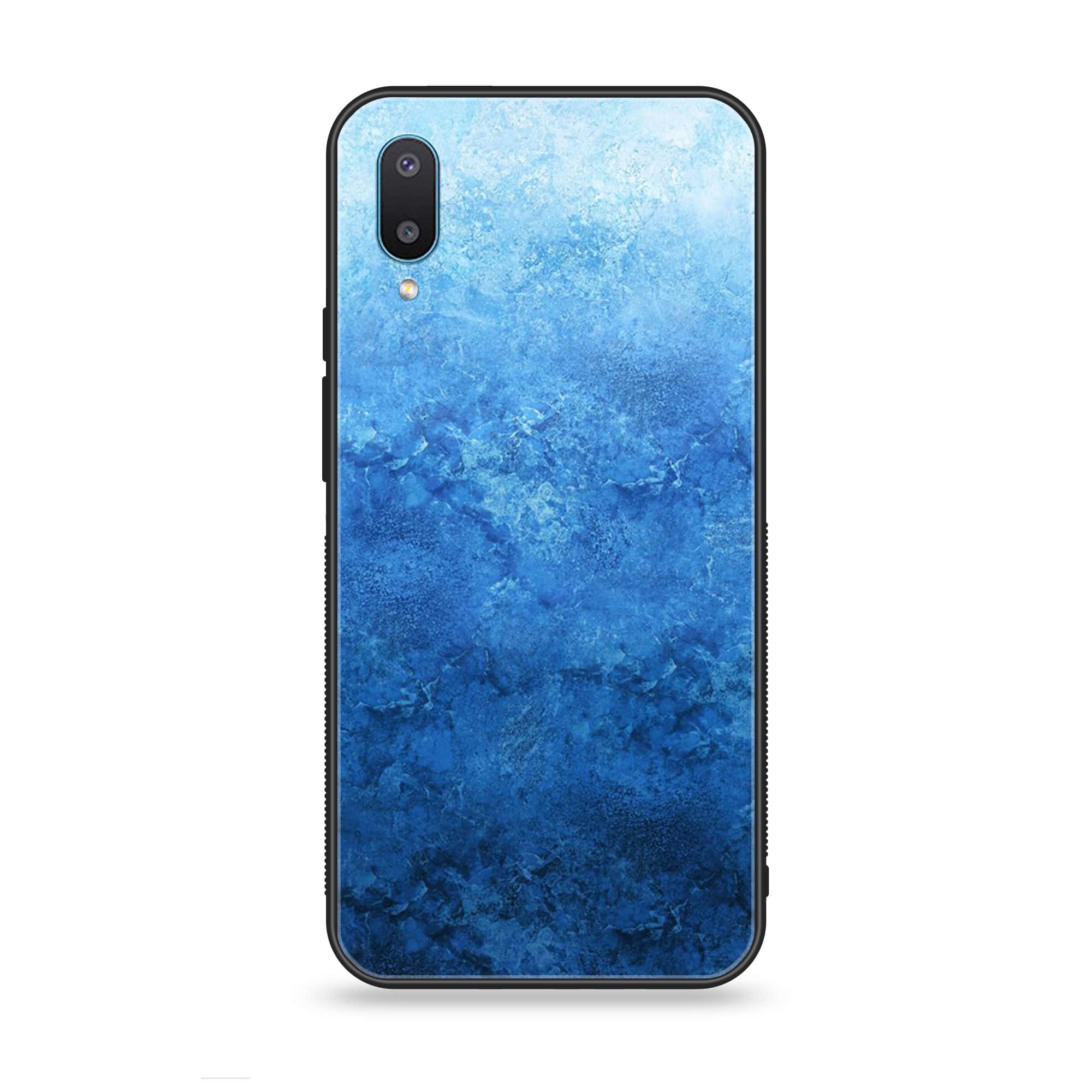 Samsung Galaxy A02 - Blue Marble Series - Premium Printed Glass soft Bumper shock Proof Case