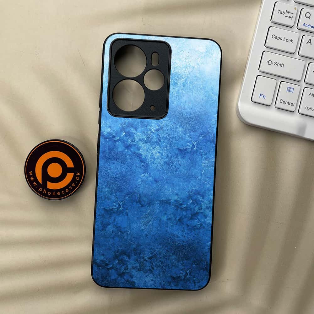 Realme 14T 5G - Blue Marble Series - Premium Metal Printed soft Bumper Shock Proof Case