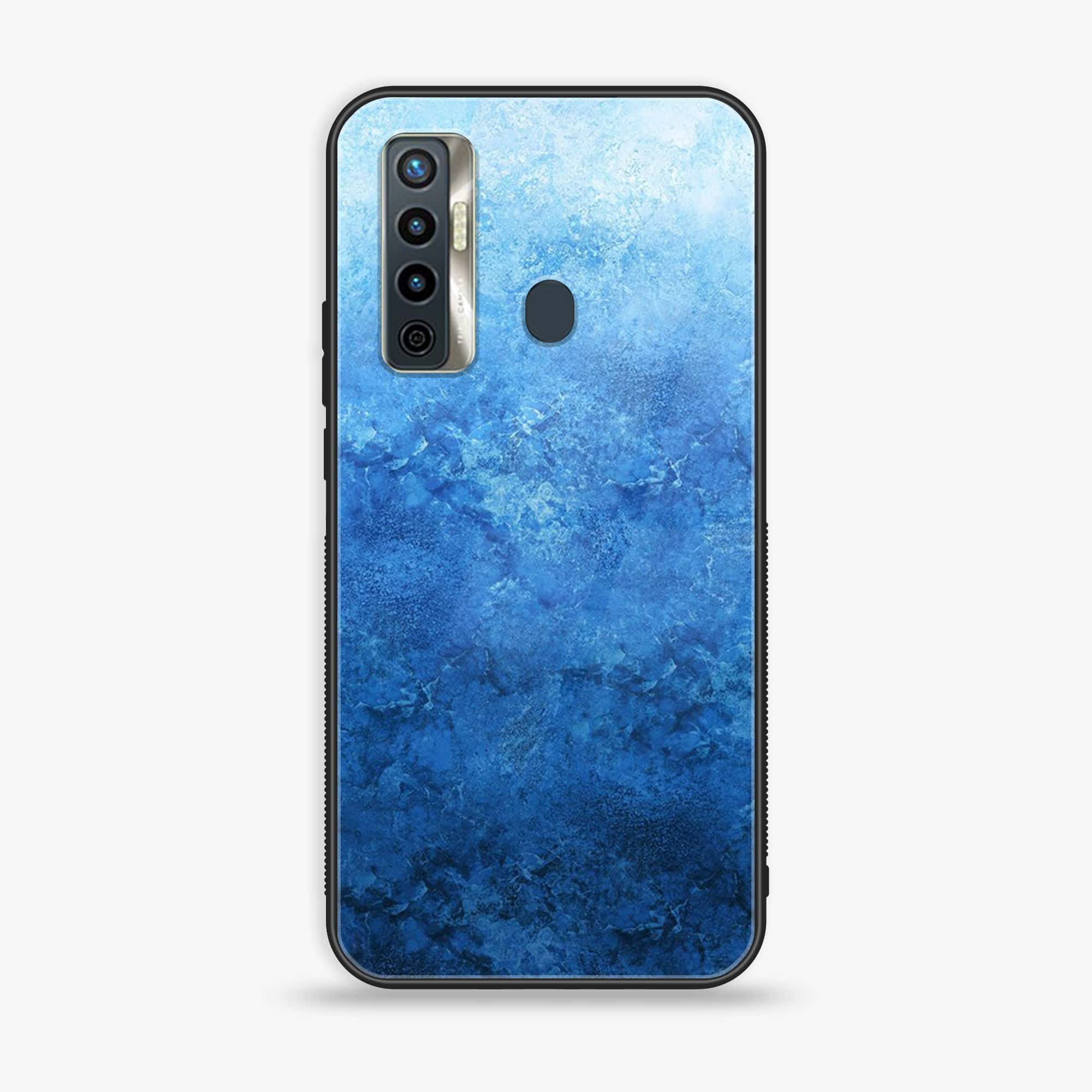 Tecno Camon 17 - Blue Marble Series - Premium Printed Glass soft Bumper shock Proof Case