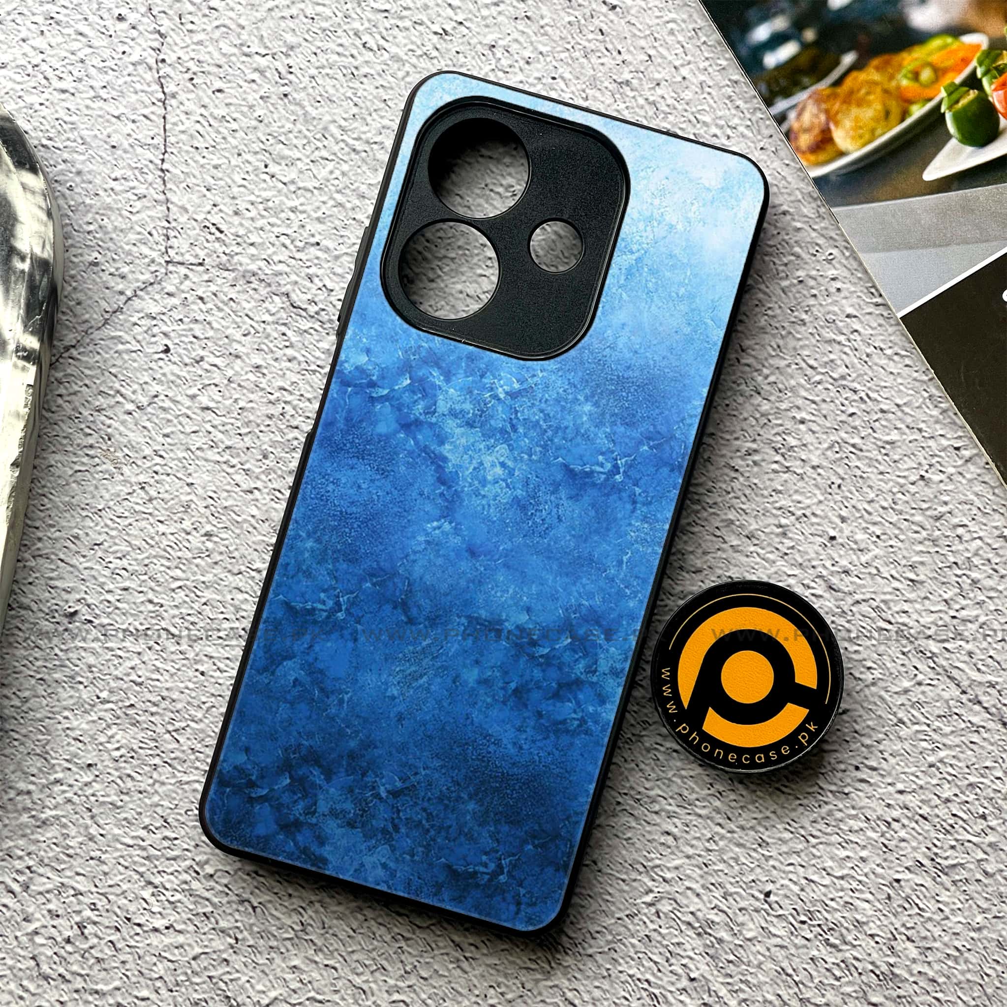 Oppo A5i - Blue Marble Series - Premium Metal Printed soft Bumper shock Proof Case
