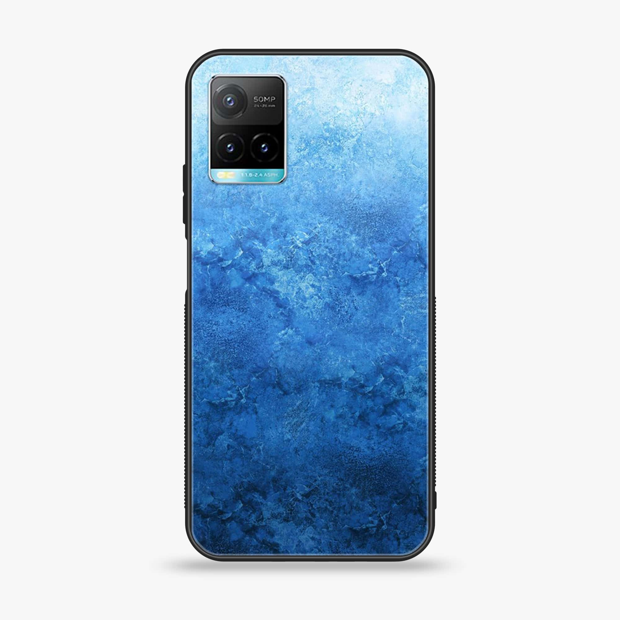 Vivo Y33T - Blue Marble Series - Premium Printed Glass soft Bumper shock Proof Case