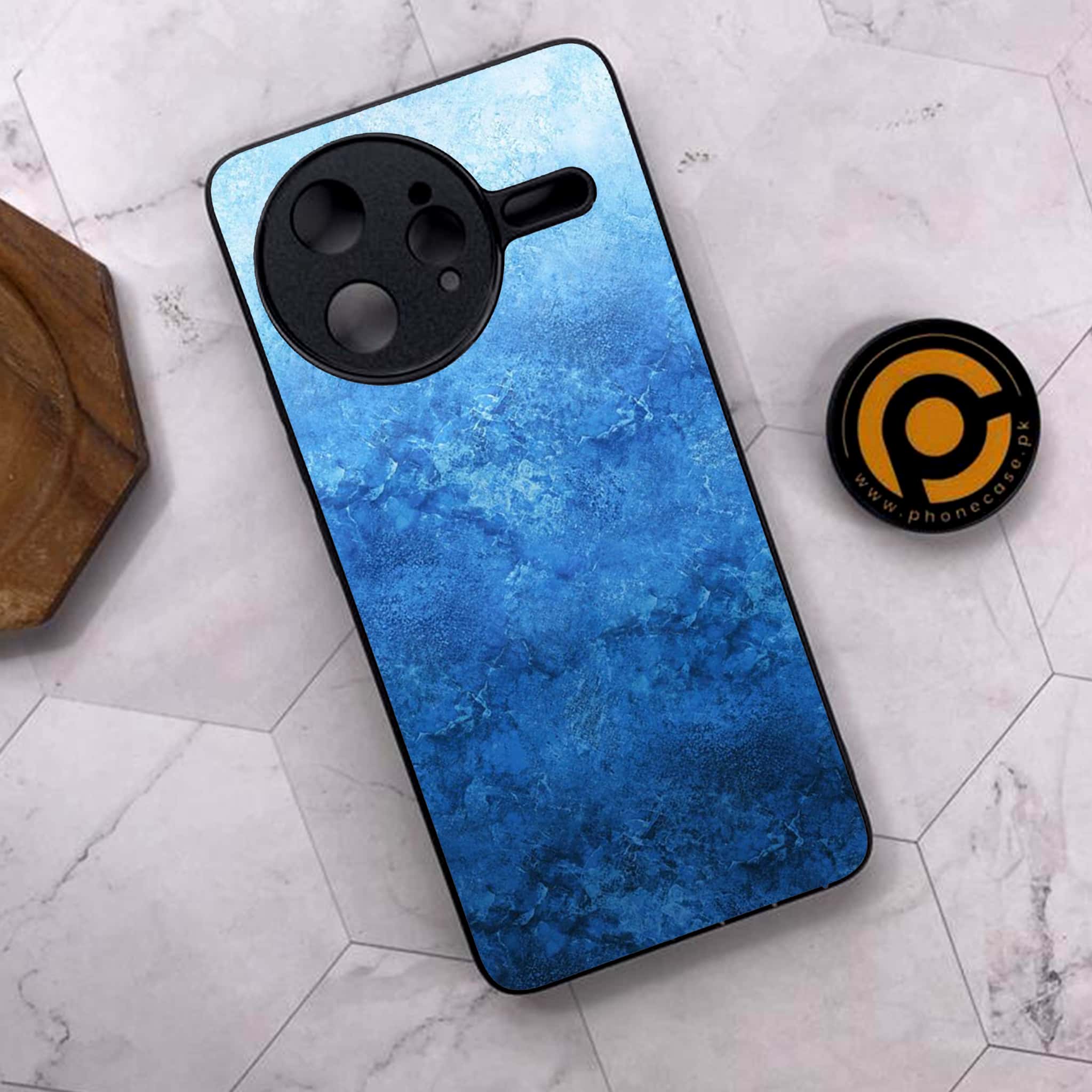 Xiaomi Poco F7 Ultra 5G - Blue Marble Series - Premium Metal Printed soft Bumper shock Proof Case