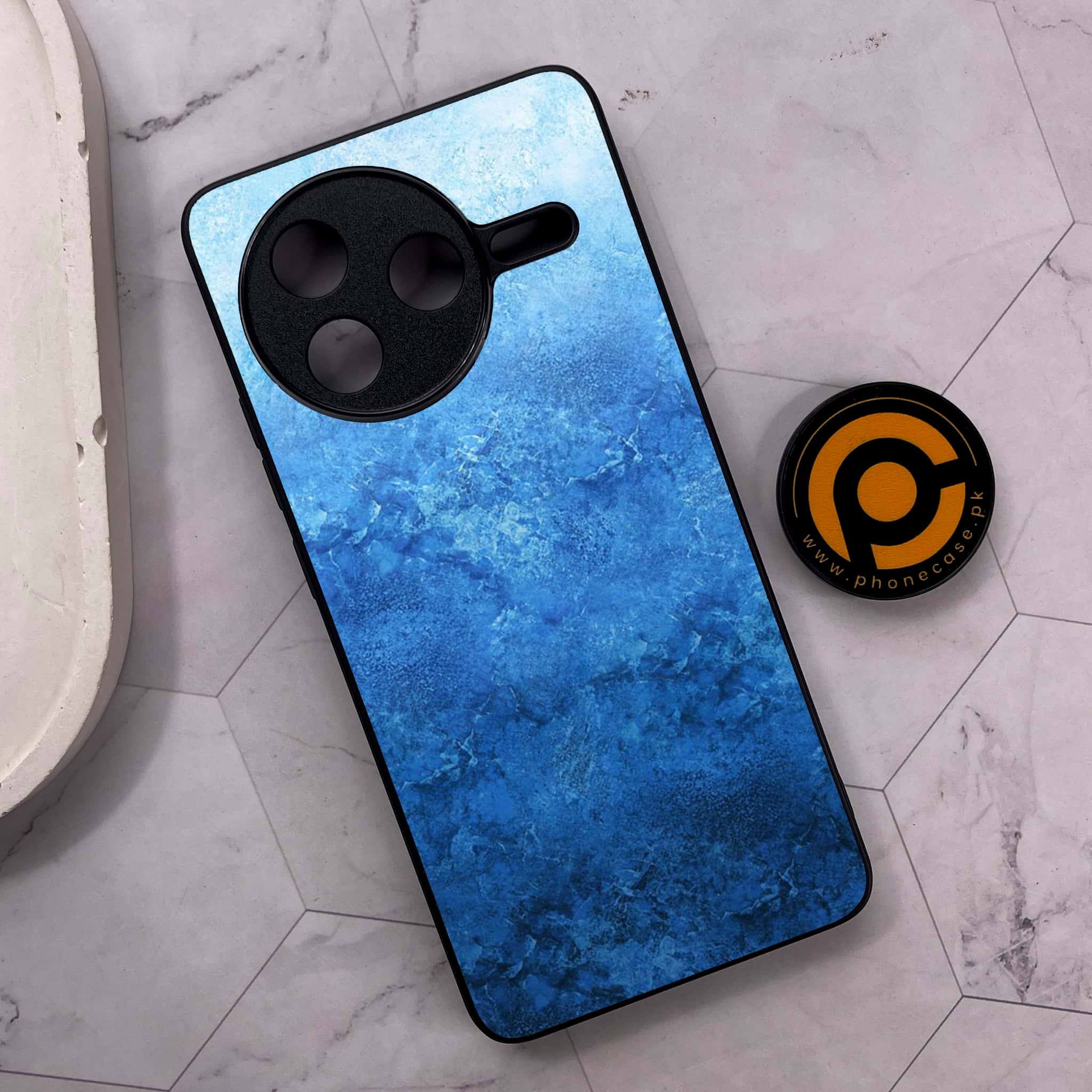 Xiaomi Poco F7 Pro 5G - Blue Marble Series - Premium Metal Printed soft Bumper shock Proof Case