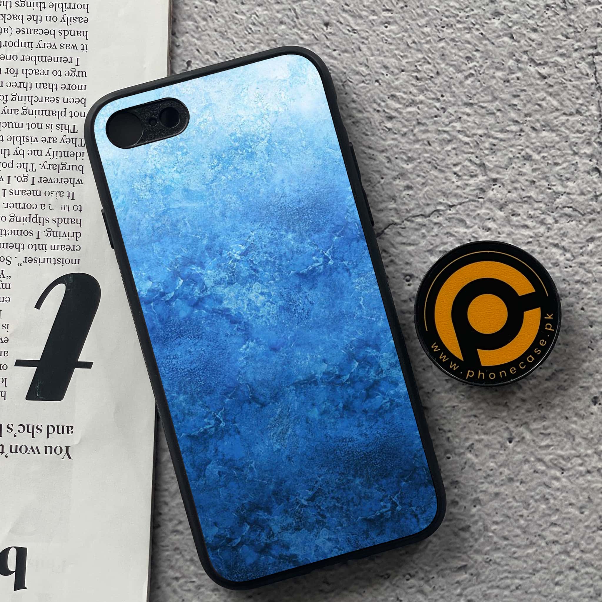 iPhone 7 / 8 - Blue Marble Series - Premium Printed Glass soft Bumper shock Proof Case