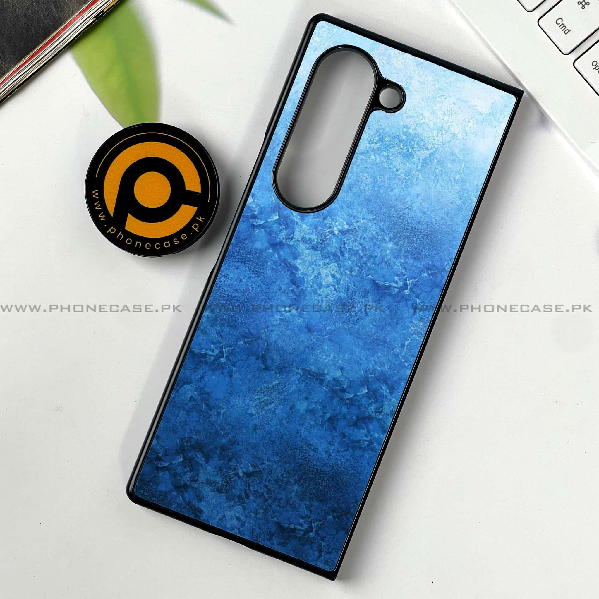 Samsung Galaxy Z Fold 6 - Blue Marble Series - Premium Printed Metal soft Bumper shock Proof Case