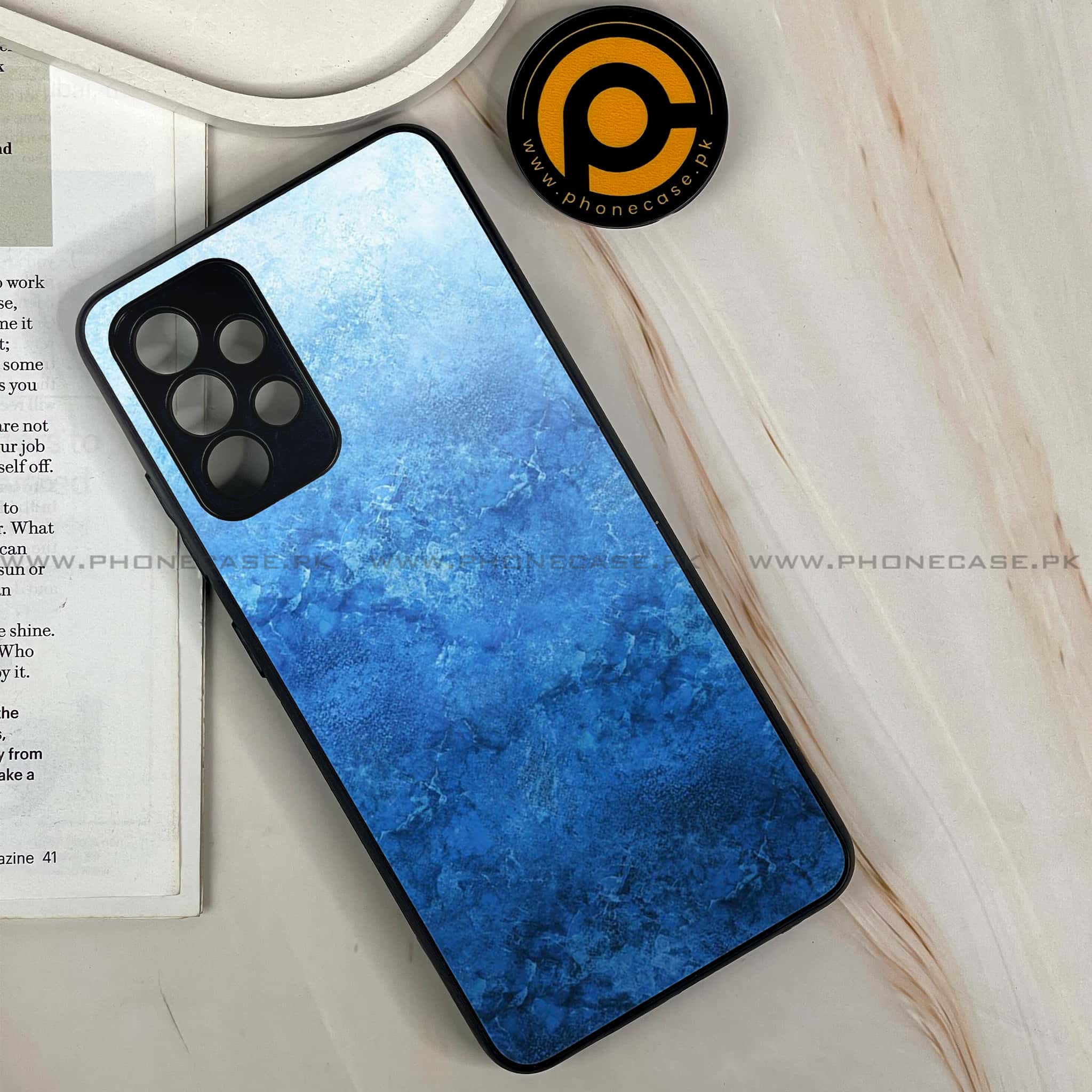 Samsung Galaxy A13 - Blue Marble Series - Premium Printed Glass soft Bumper shock Proof Case