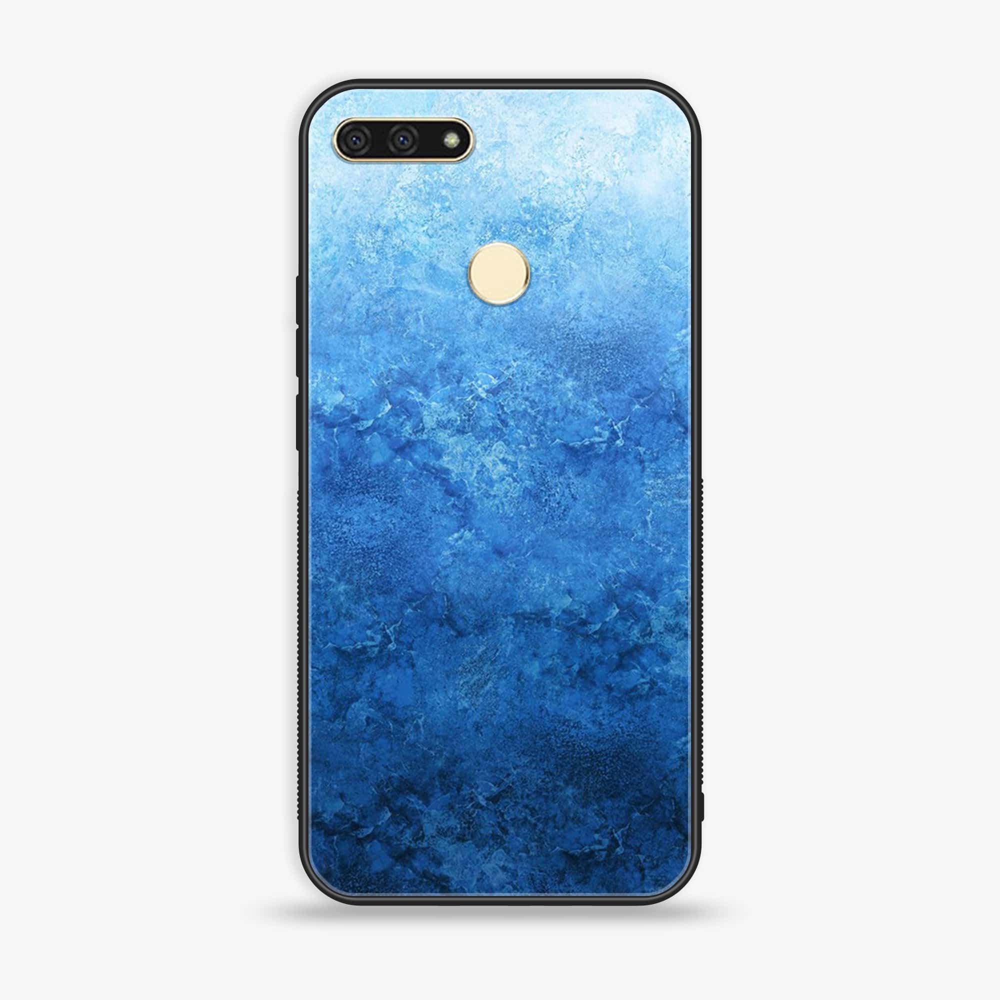 Honor 7A -  Blue Marble Series - Premium Printed Glass soft Bumper shock Proof Case