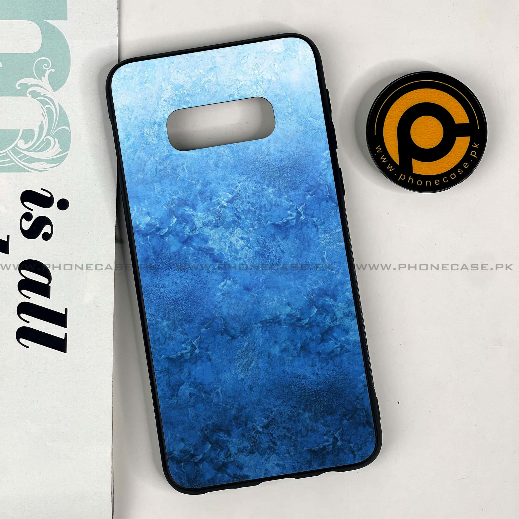 Galaxy S10e - Blue Marble Series - Premium Printed Glass soft Bumper shock Proof Case