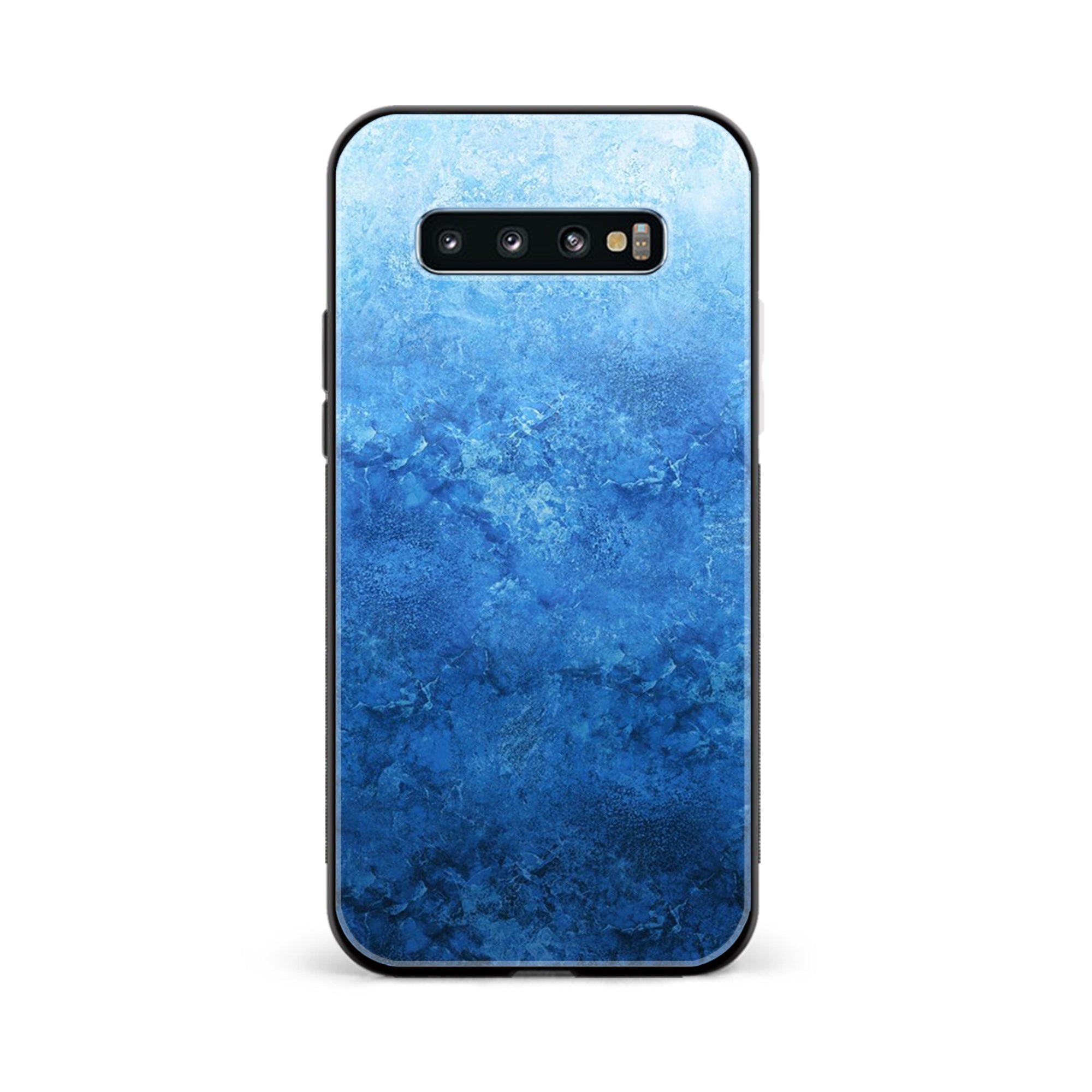 Galaxy S10 Plus - Blue Marble Series - Premium Printed Glass soft Bumper shock Proof Case