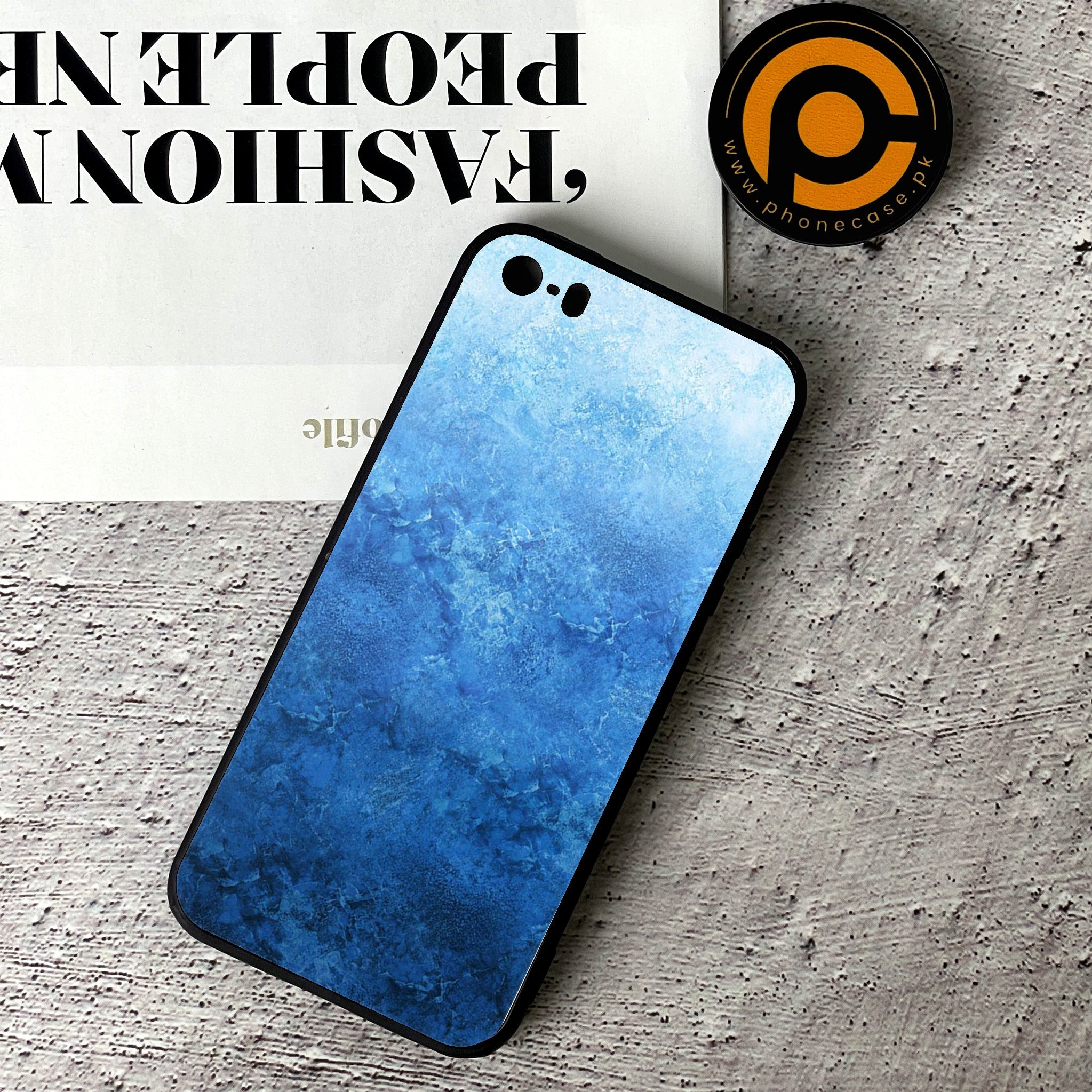 iPhone 5/5c/5s - Blue Marble Series - Premium Printed Glass soft Bumper shock Proof Case