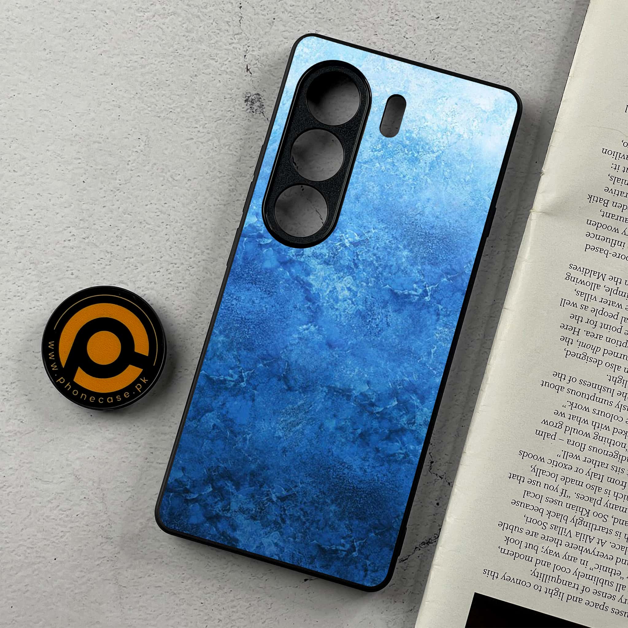 Tecno Camon 40 - Blue Marble Series  - Premium Metal Printed Soft Bumper Shockproof Case
