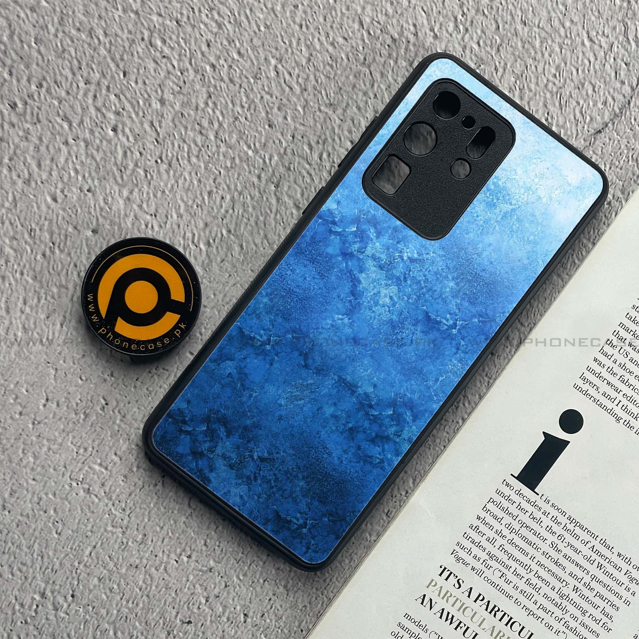 Samsung Galaxy S20 Ultra - Blue Marble Series - Premium Printed Glass soft Bumper shock Proof Case
