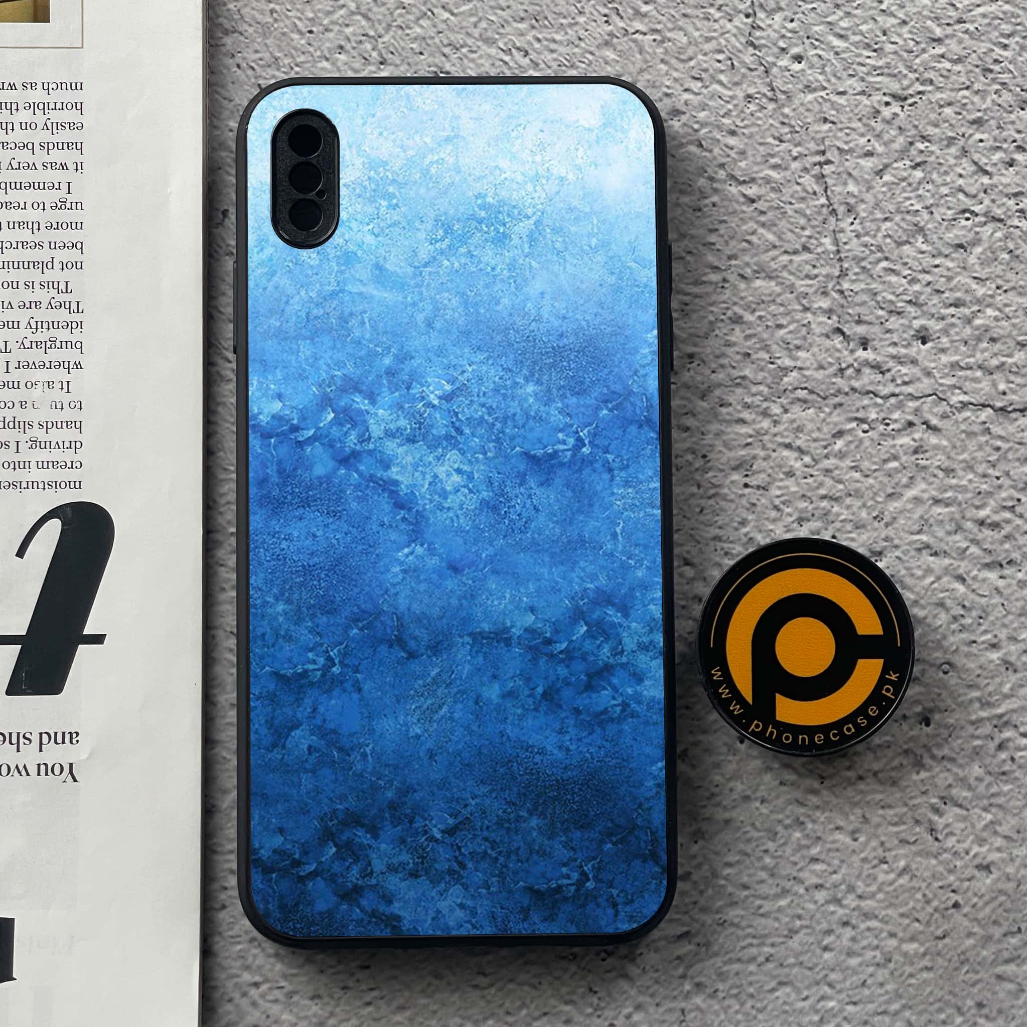 iPhone Xs Max - Blue Marble Series - Premium Metal Printed soft Bumper shock Proof Case