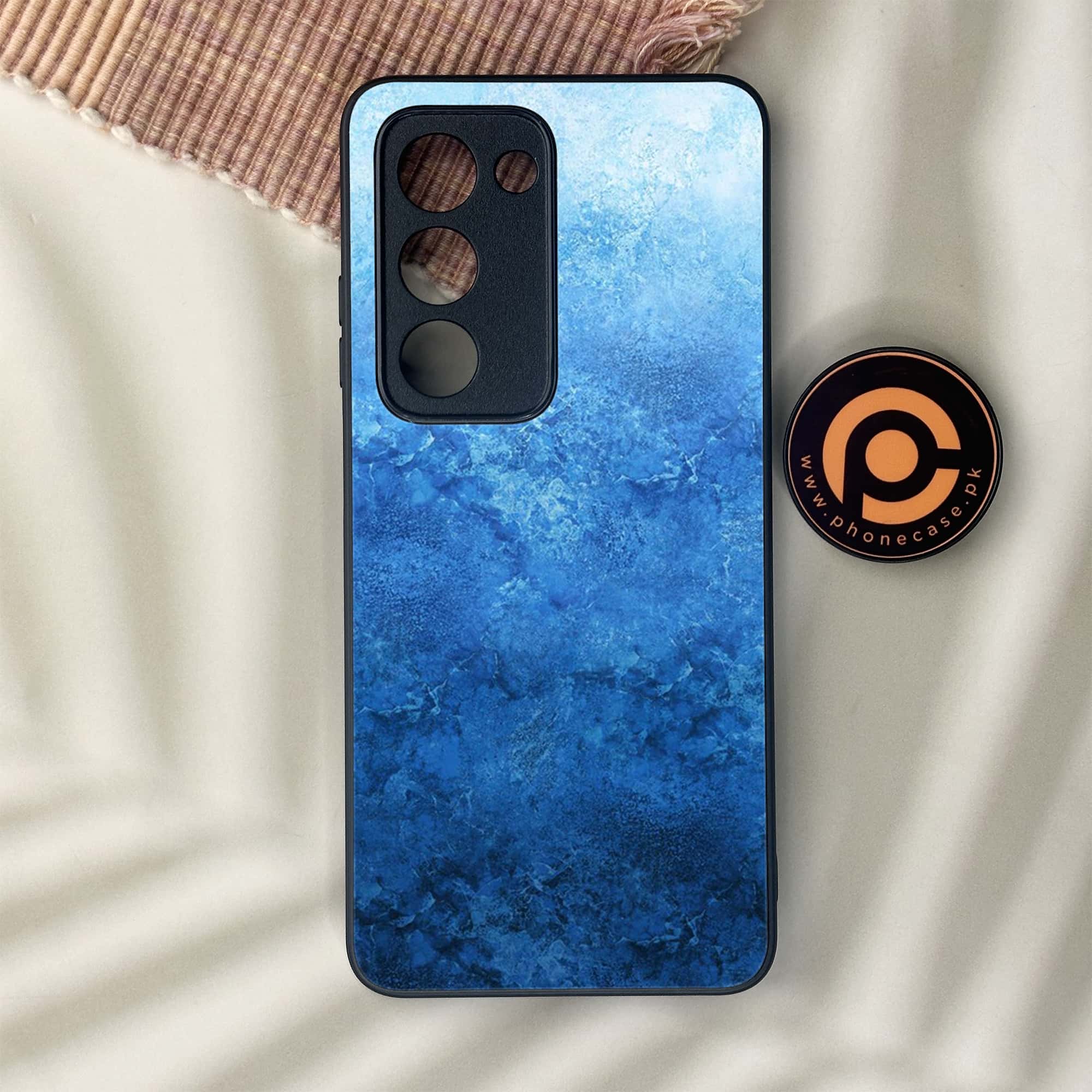 Oppo A5 2025 - Blue Marble Series - Premium Metal Printed soft Bumper shock Proof Case