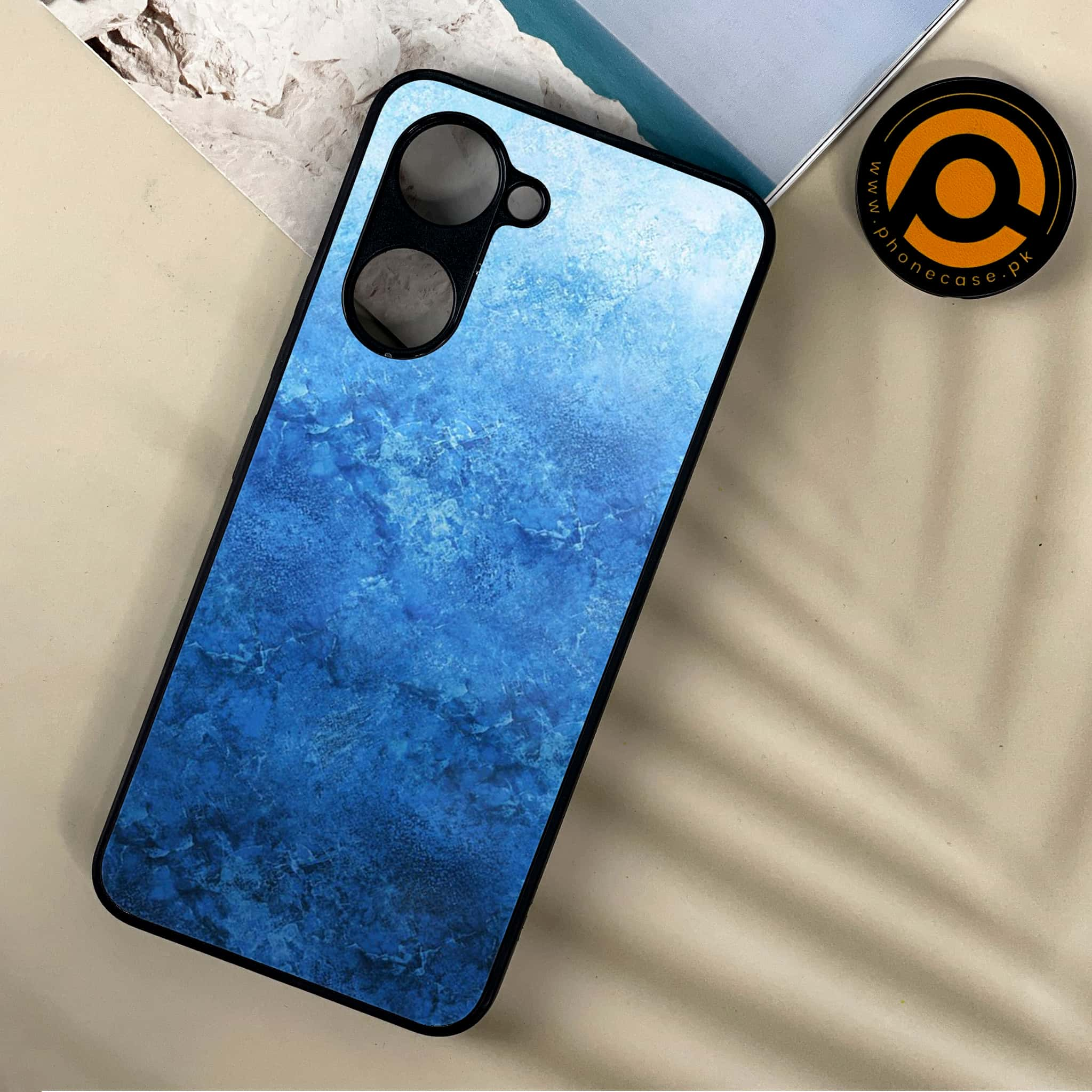 Vivo Y03 - Blue Marble Series - Premium Printed Metal soft Bumper shock Proof Case