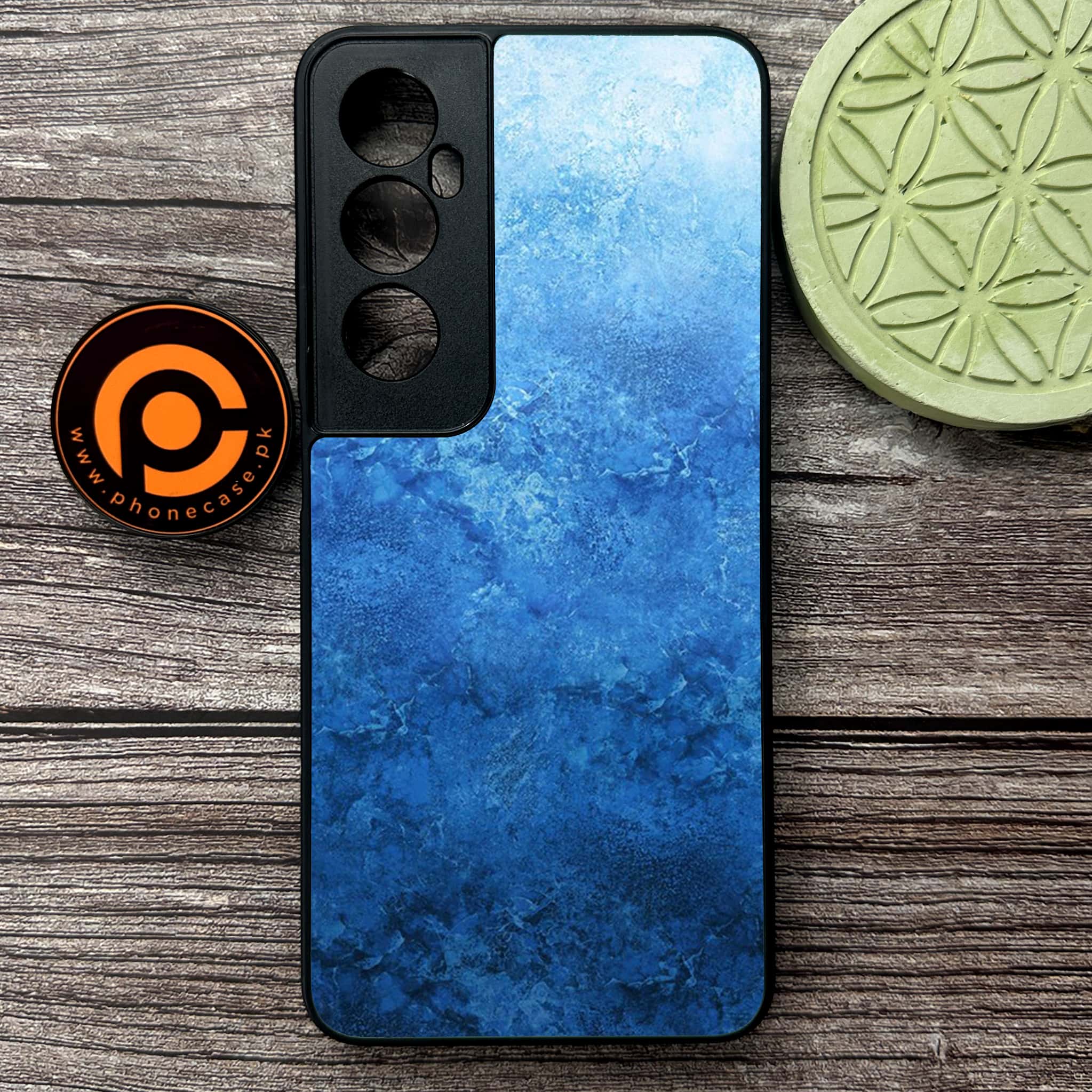 Realme C65  - Blue Marble Series - Premium Metal Printed soft Bumper shock Proof Case