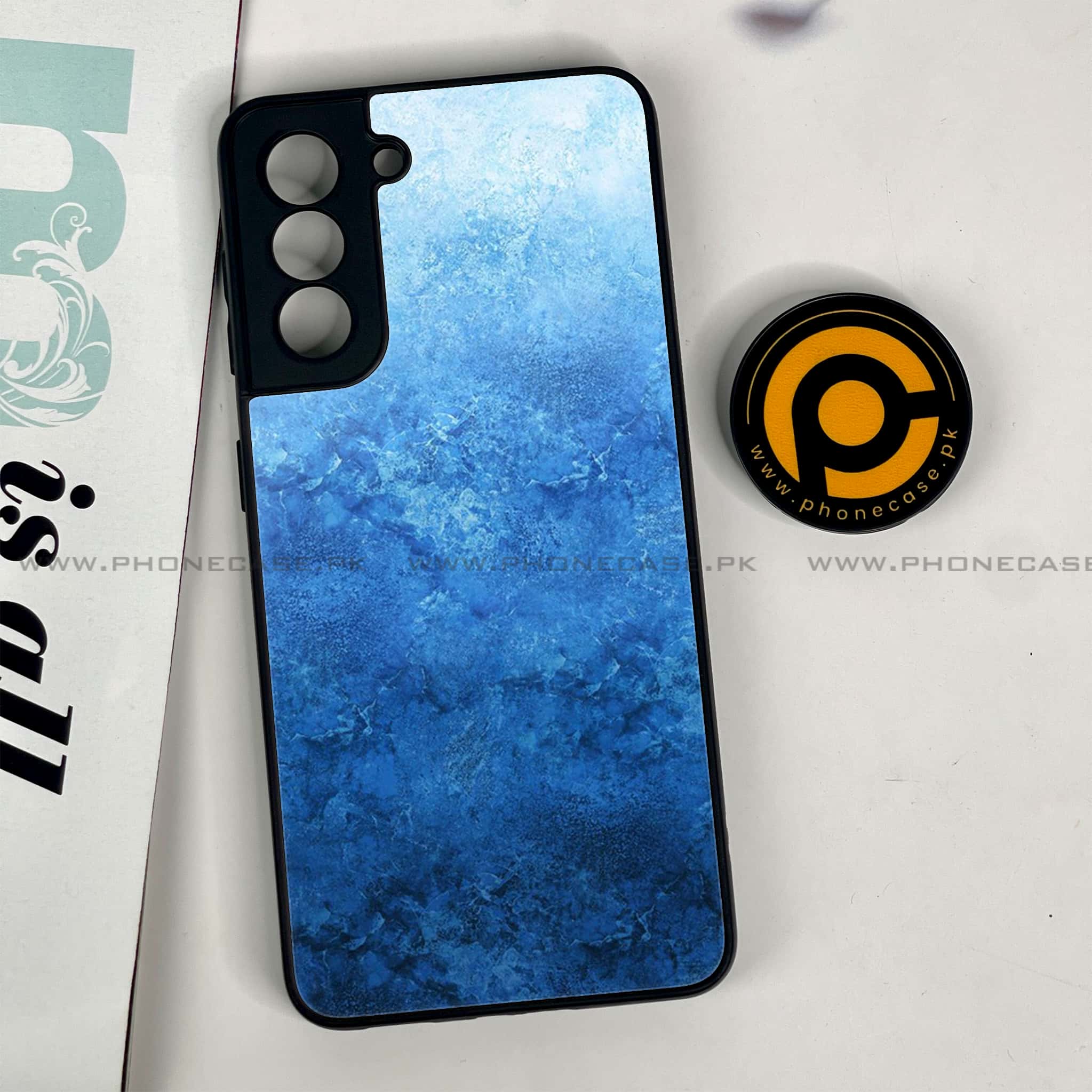 Samsung Galaxy S21 - Blue Marble Series - Premium Metal Printed soft Bumper shock Proof Case