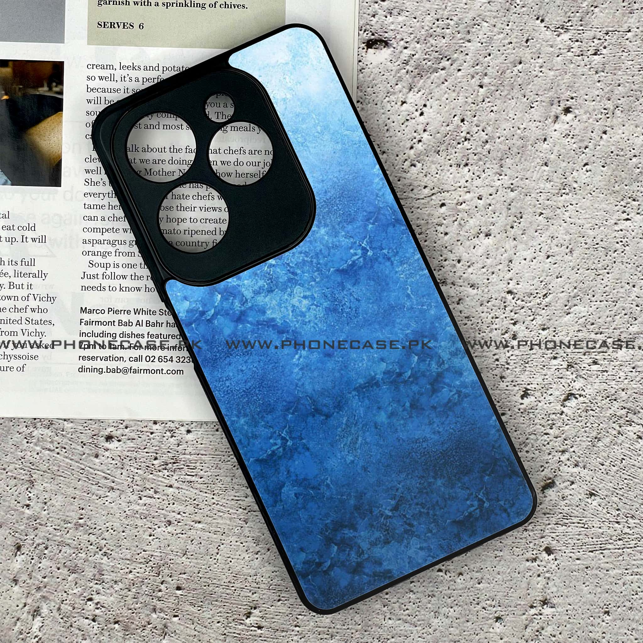 Infinix Hot 40 Pro - Blue Marble Series - Premium Printed Glass soft Bumper shock Proof Case