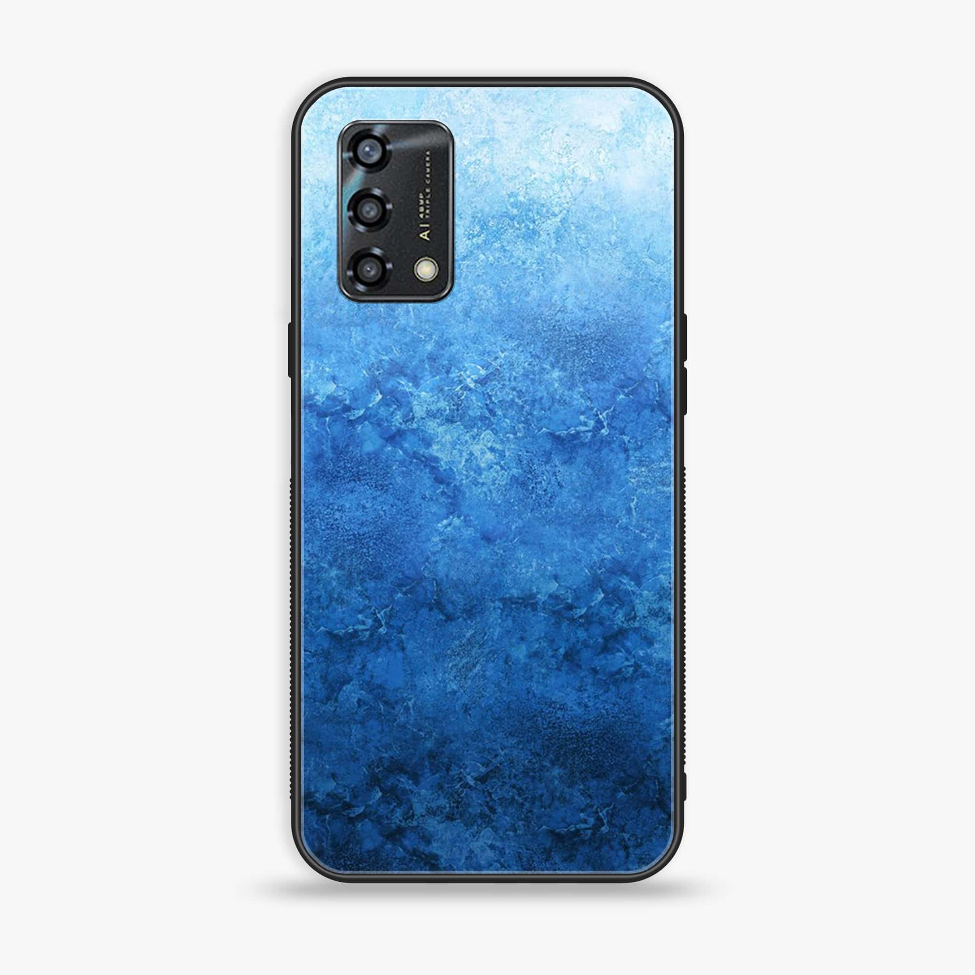 Oppo A95  - Blue Marble Series - Premium Printed Glass soft Bumper shock Proof Case