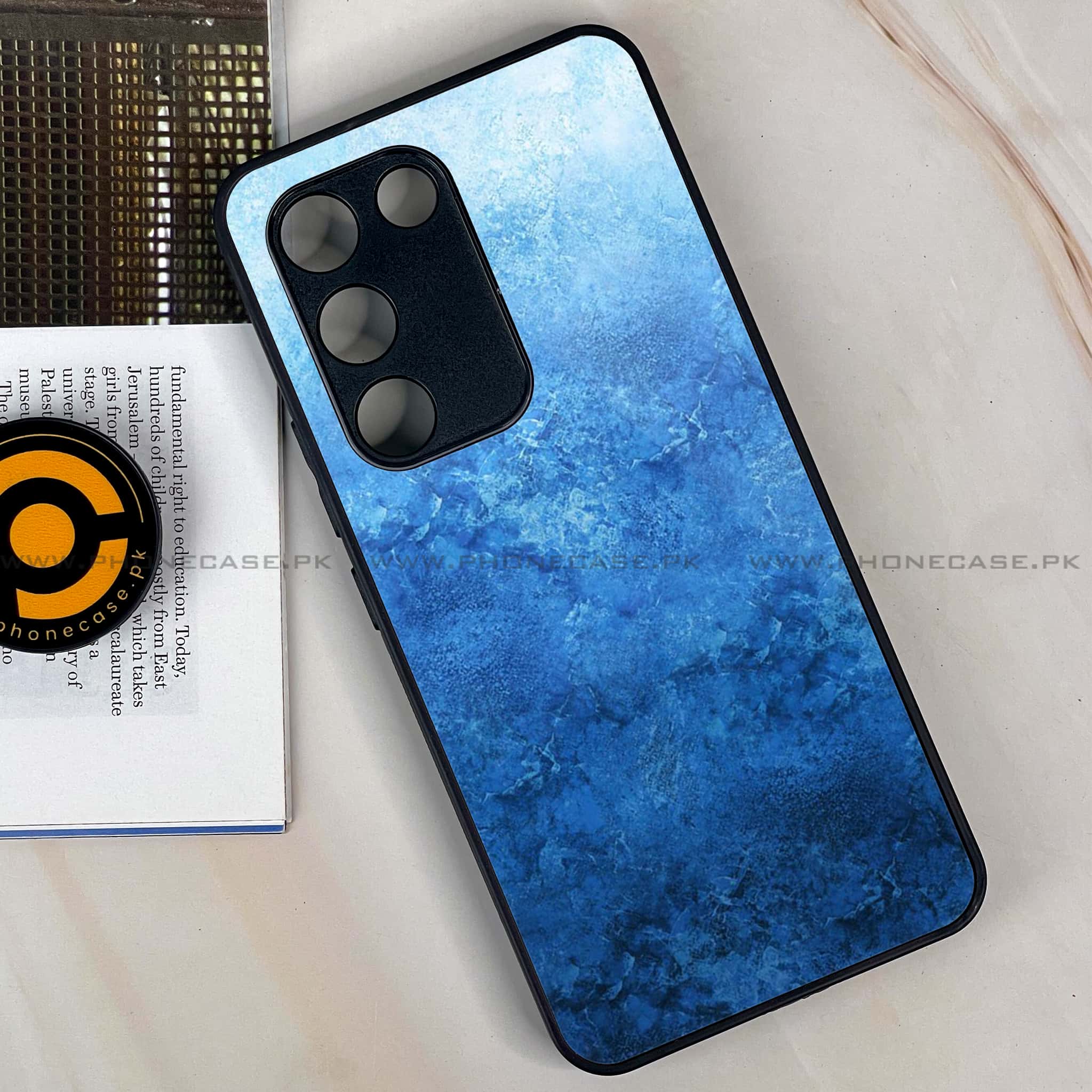 Vivo Y200e - Blue Marble Series - Premium Metal Printed soft Bumper shock Proof Case