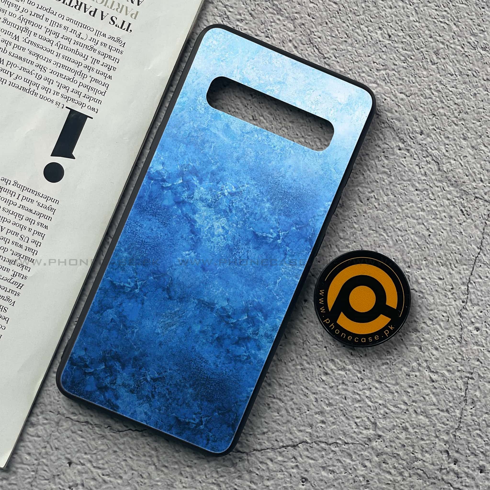 Samsung Galaxy S10 5G - Blue Marble Series - Premium Printed Glass soft Bumper shock Proof Case