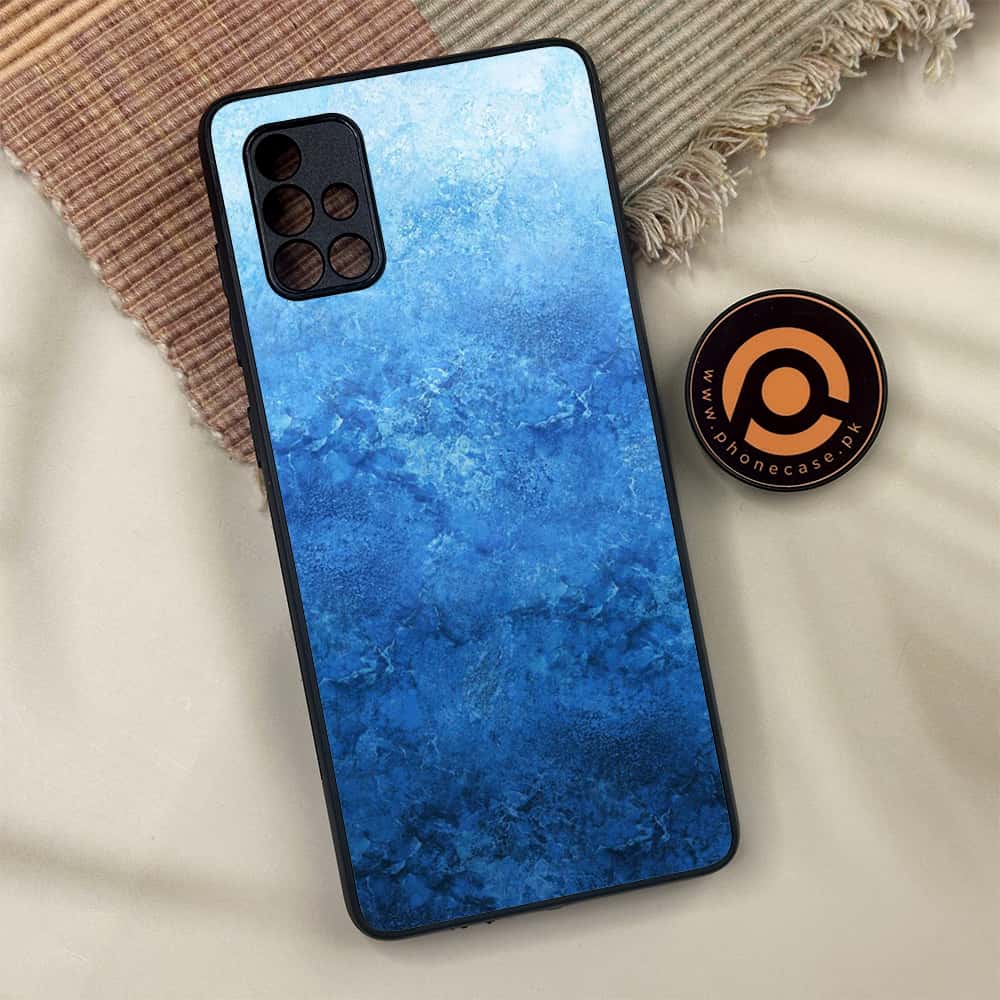 Samsung Galaxy A71 - Blue Marble Series - Premium Metal Printed soft Bumper shock Proof Case