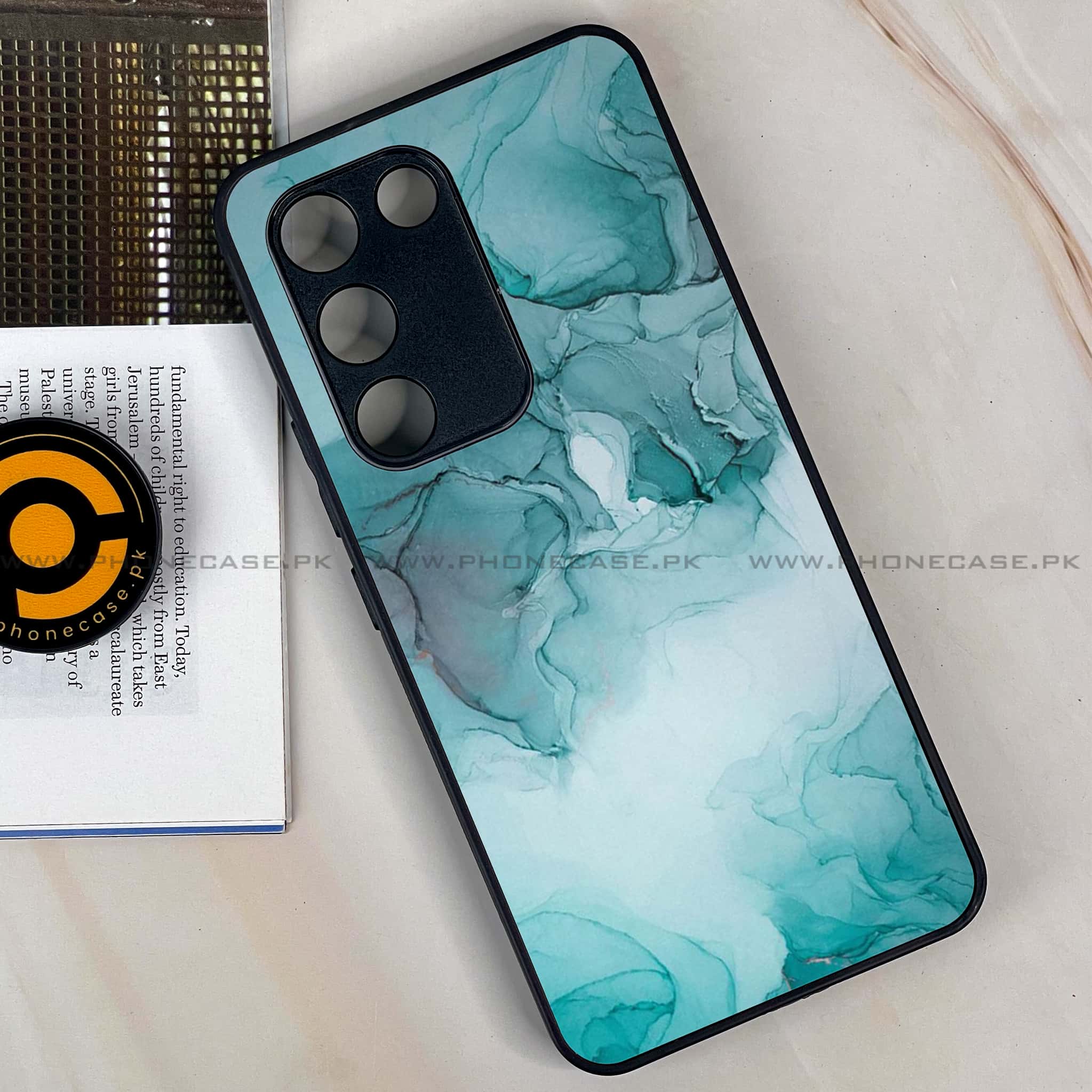 Vivo Y200e - Blue Marble Series - Premium Metal Printed soft Bumper shock Proof Case