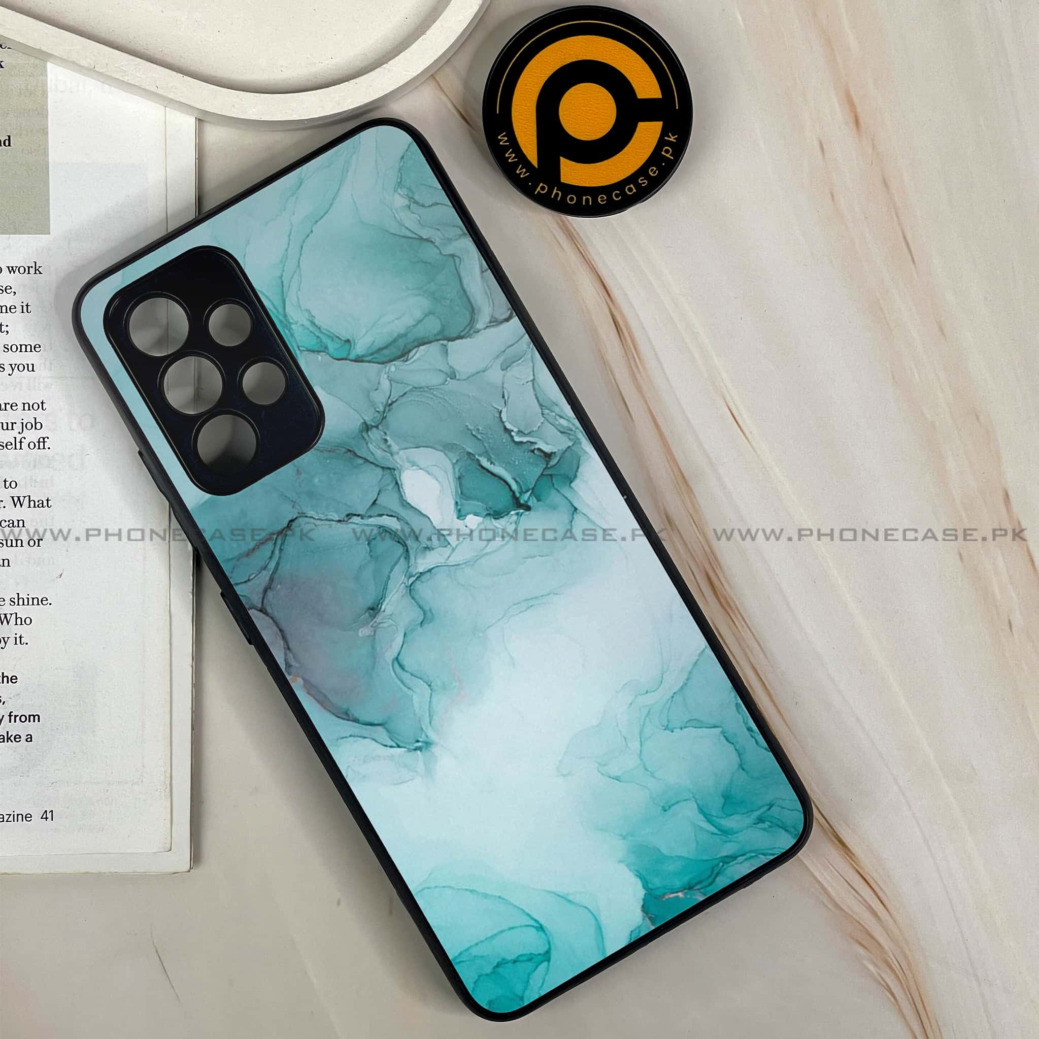 Samsung Galaxy A13 - Blue Marble Series - Premium Printed Glass soft Bumper shock Proof Case