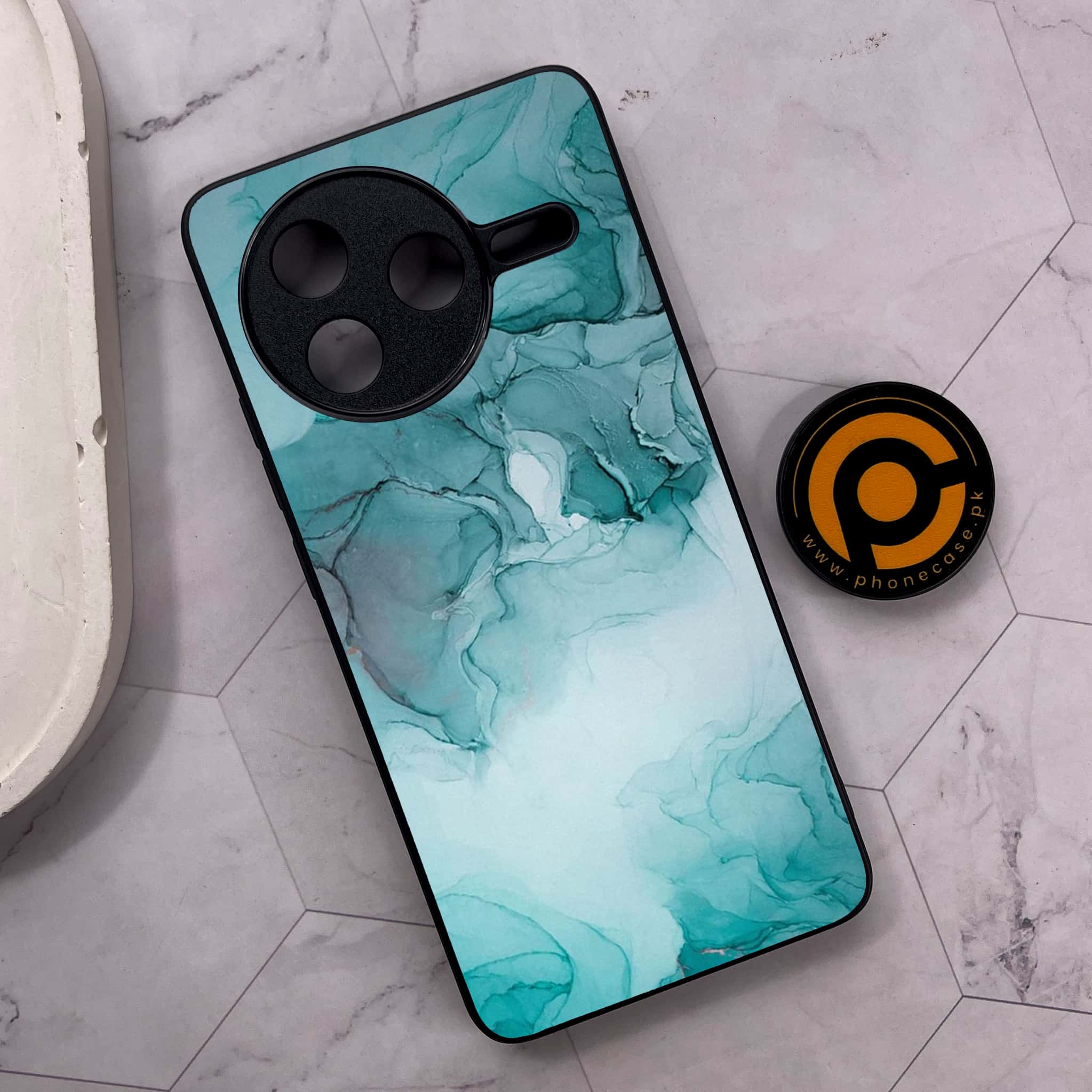 Xiaomi Poco F7 Pro 5G - Blue Marble Series - Premium Metal Printed soft Bumper shock Proof Case