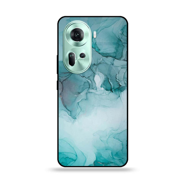 Oppo Reno 11 5G - Blue Marble Design 3- Premium Printed Glass soft Bumper shock Proof Case CS-11853