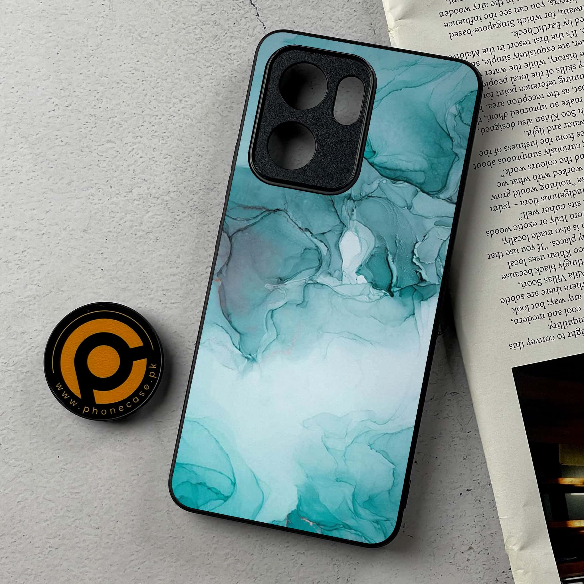 Oppo Reno 13F - Blue Marble Series - Premium Metal Printed Soft Bumper Shockproof Case