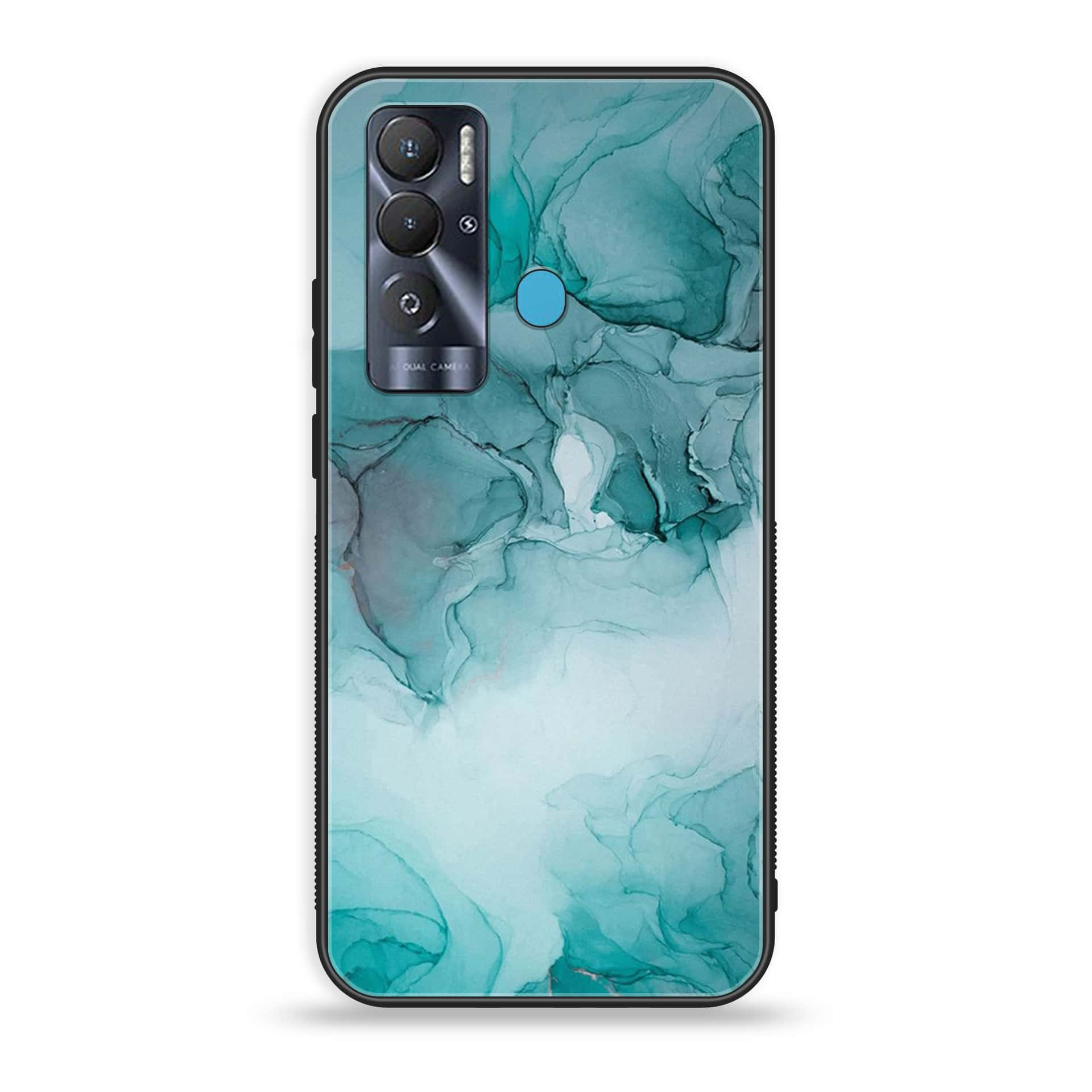 Tecno Pova Neo Blue Marble Premium Printed Glass soft Bumper shock Proof Case