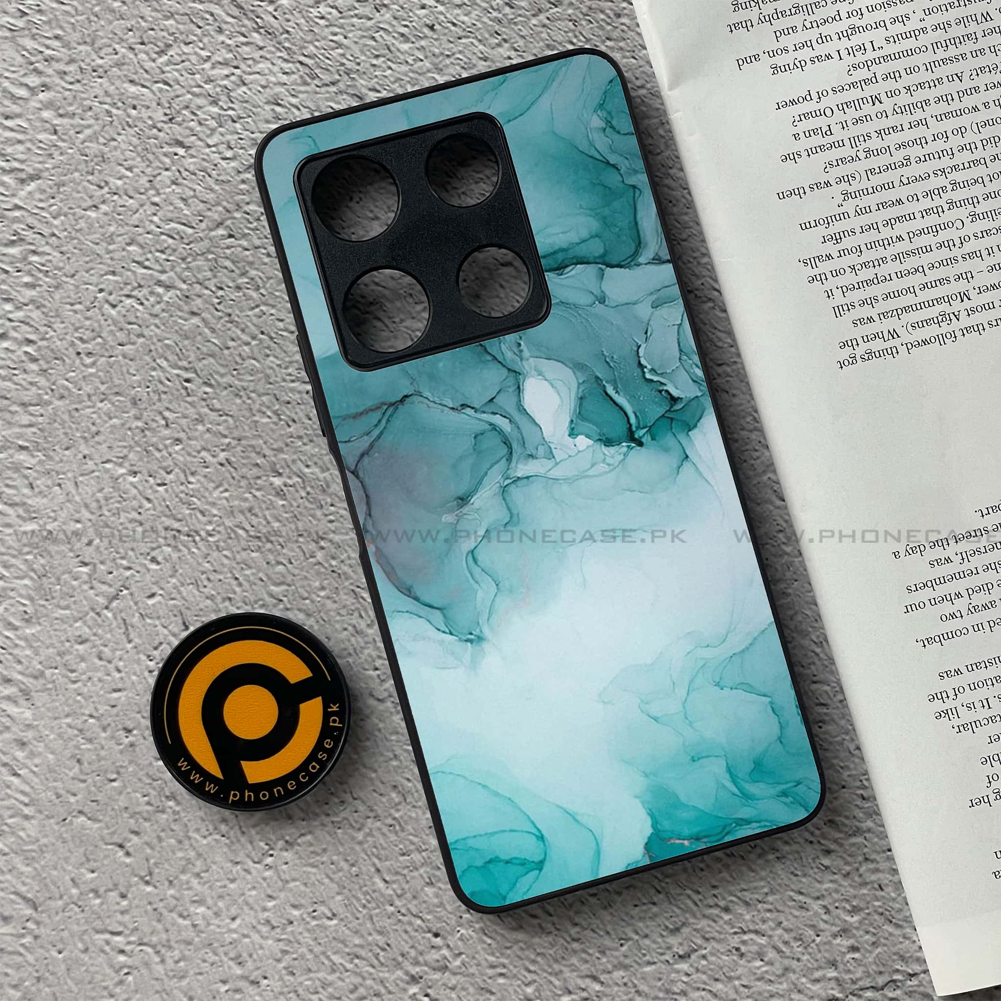 Infinix Note 30 Pro - Blue Marble Series - Premium Metal Printed soft Bumper shock Proof Case