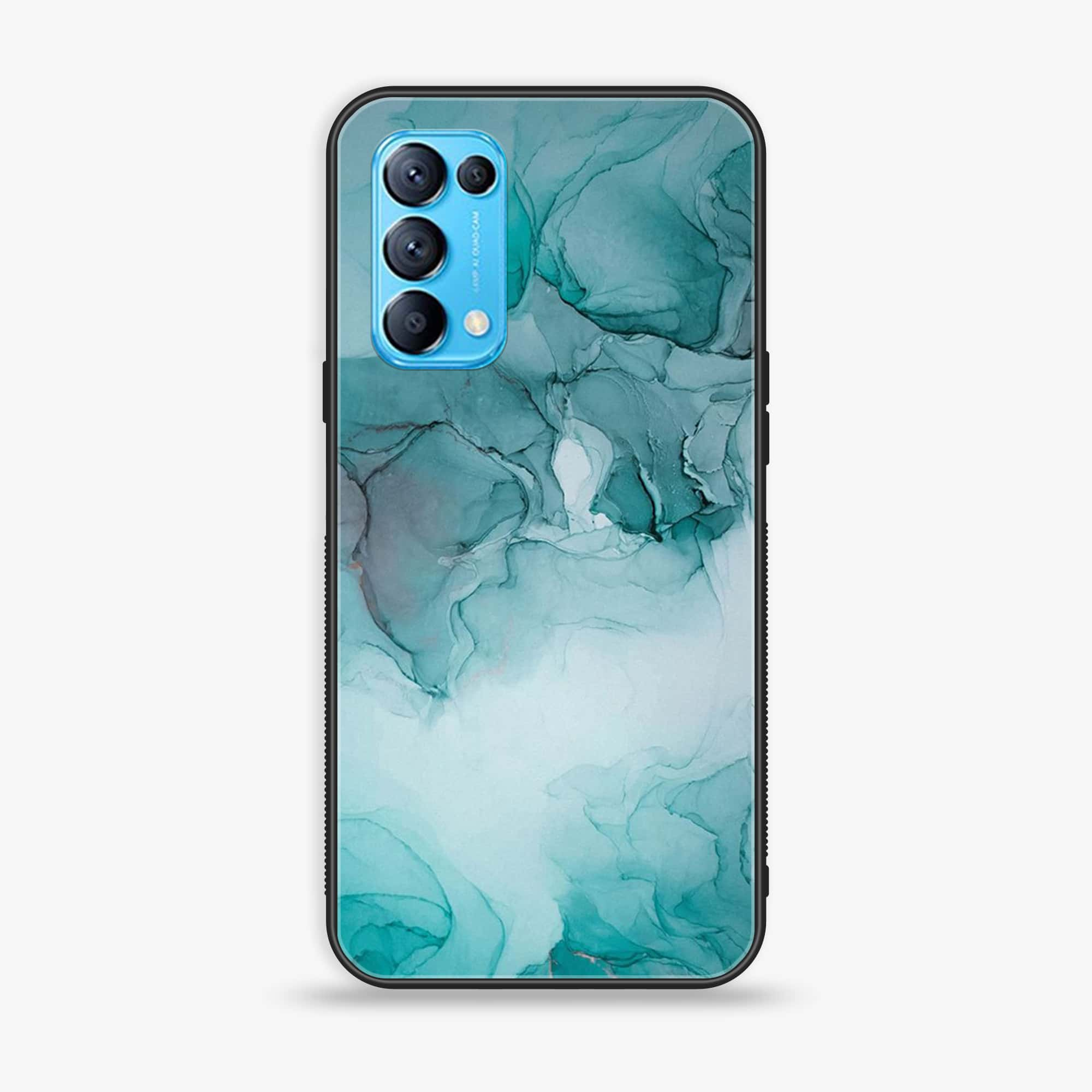 Oppo Reno 5 - Blue Marble Series - Premium Printed Glass soft Bumper shock Proof Case