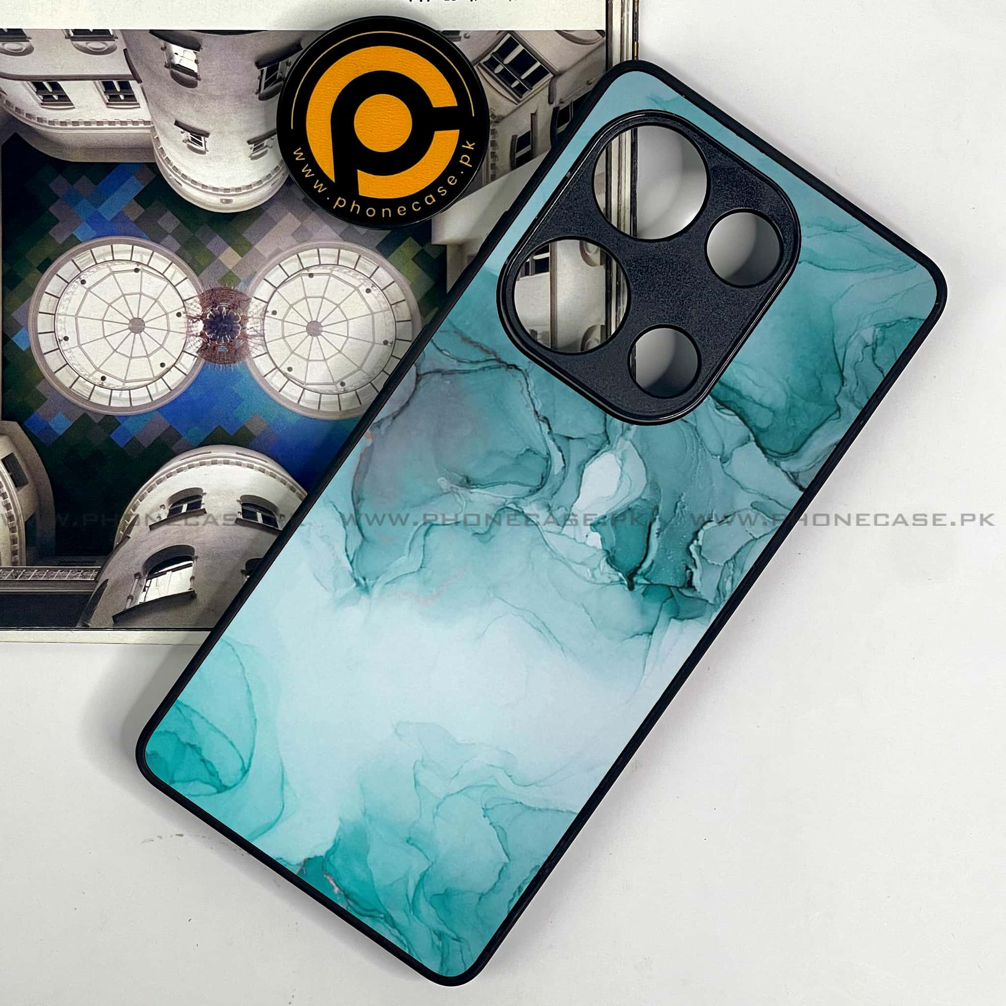 Redmi Note 13 Pro 4G - Blue Marble Series - Premium Metal Printed soft Bumper shock Proof Case
