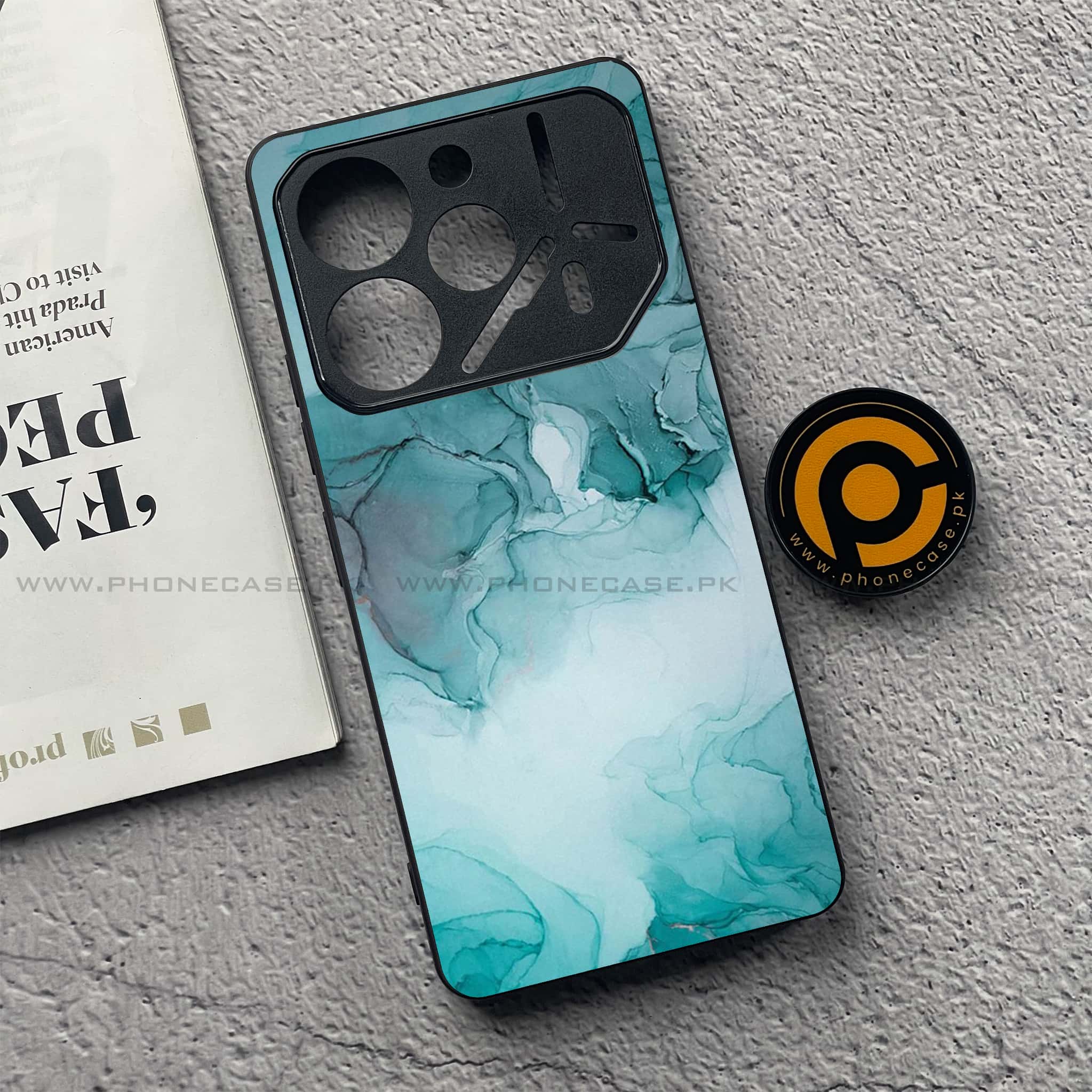Tecno Pova 6 - Blue Marble Series - Premium Printed Glass soft Bumper shock Proof Case