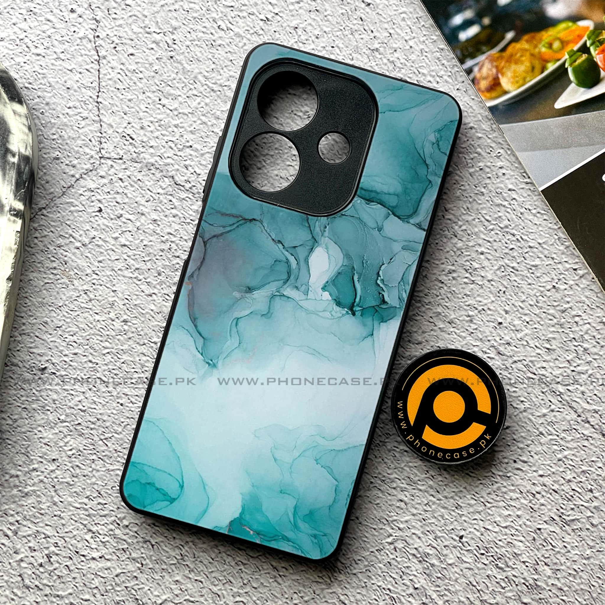 Oppo A5i - Blue Marble Series - Premium Metal Printed soft Bumper shock Proof Case