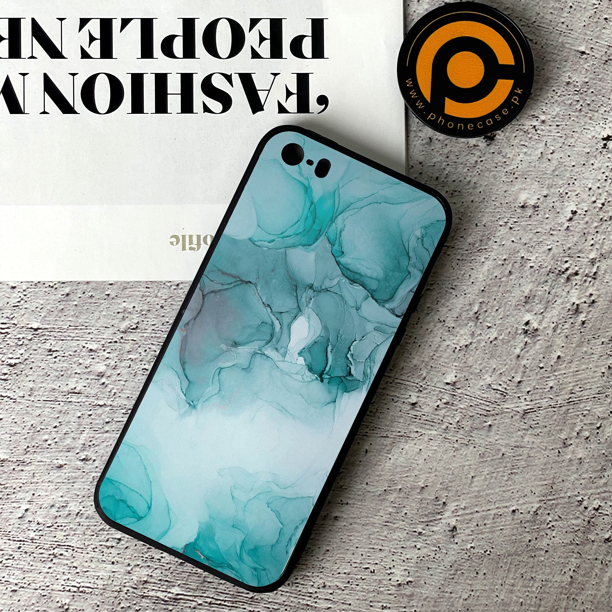 iPhone 5/5c/5s - Blue Marble Series - Premium Printed Glass soft Bumper shock Proof Case