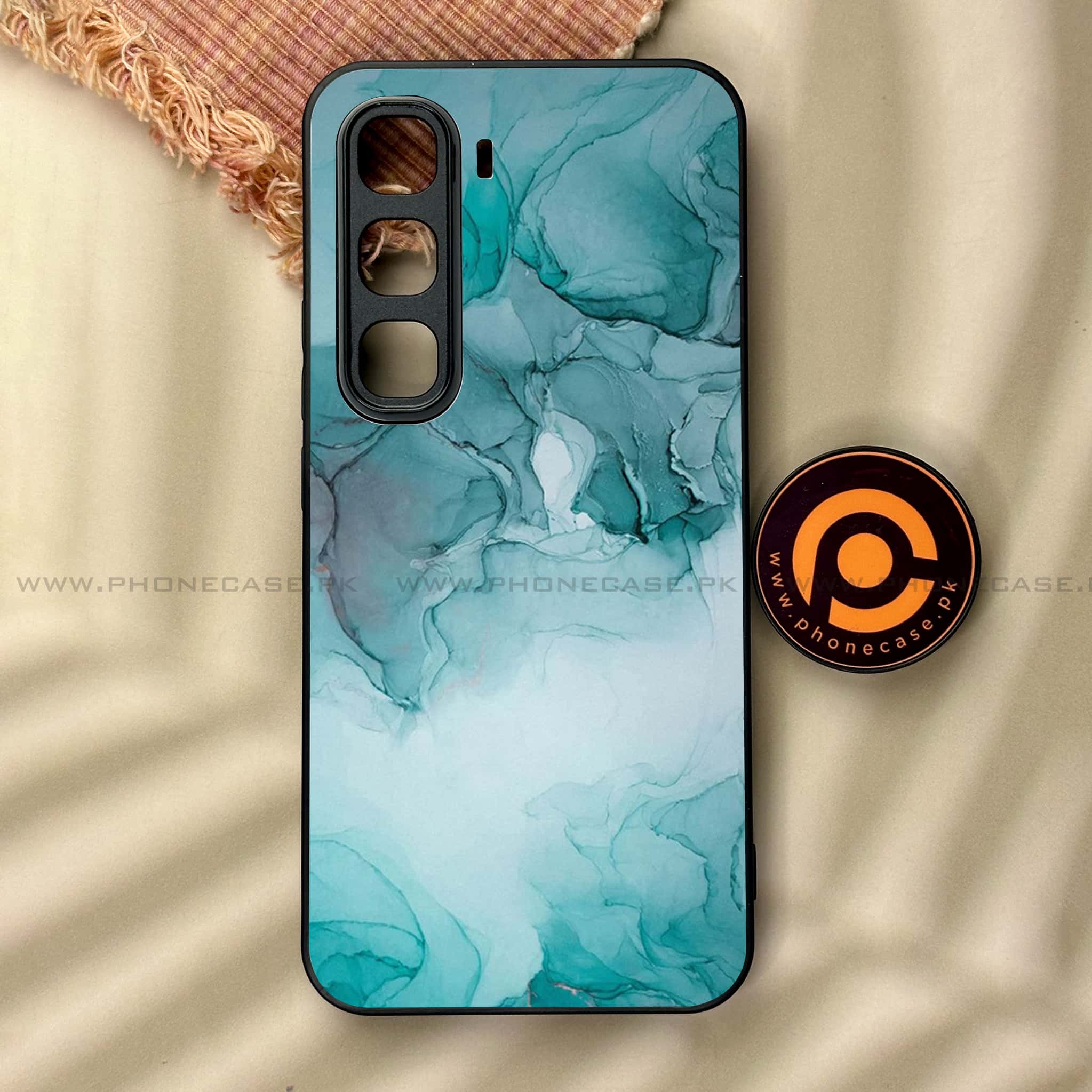 Infinix Hot 60 Pro - Blue Marble Series - Premium Metal Printed soft Bumper shock Proof Case