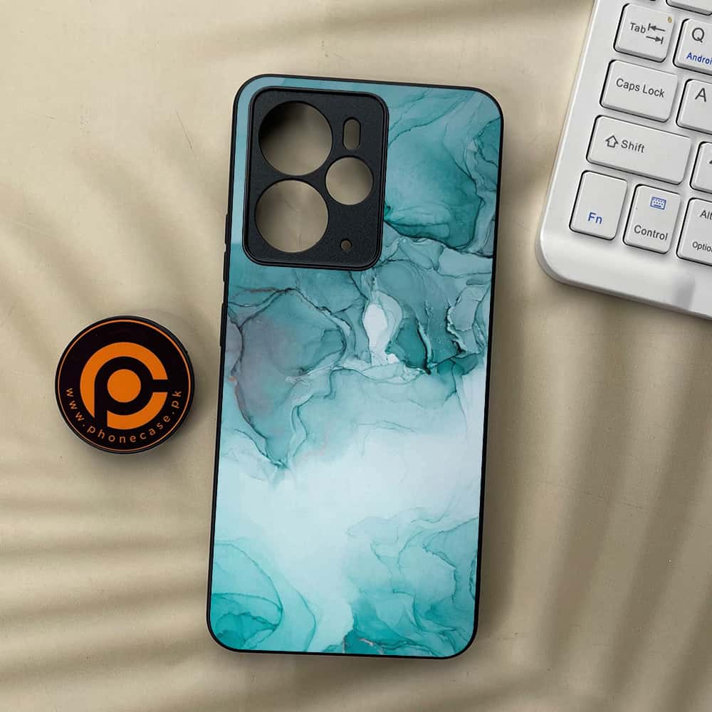 Realme 14T 5G - Blue Marble Series - Premium Metal Printed soft Bumper Shock Proof Case