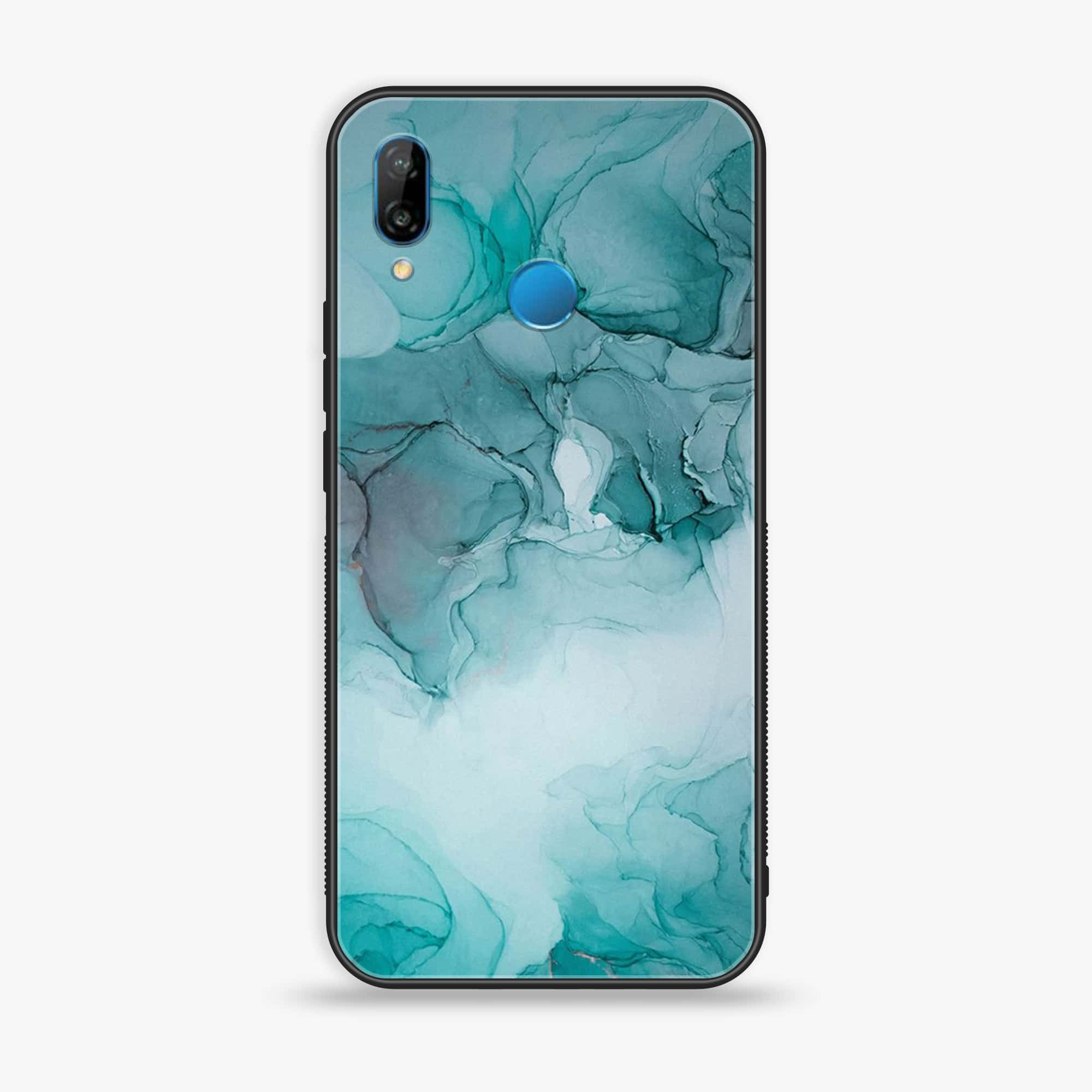 Huawei P20 lite - Blue Marble Series - Premium Printed Glass soft Bumper shock Proof Case