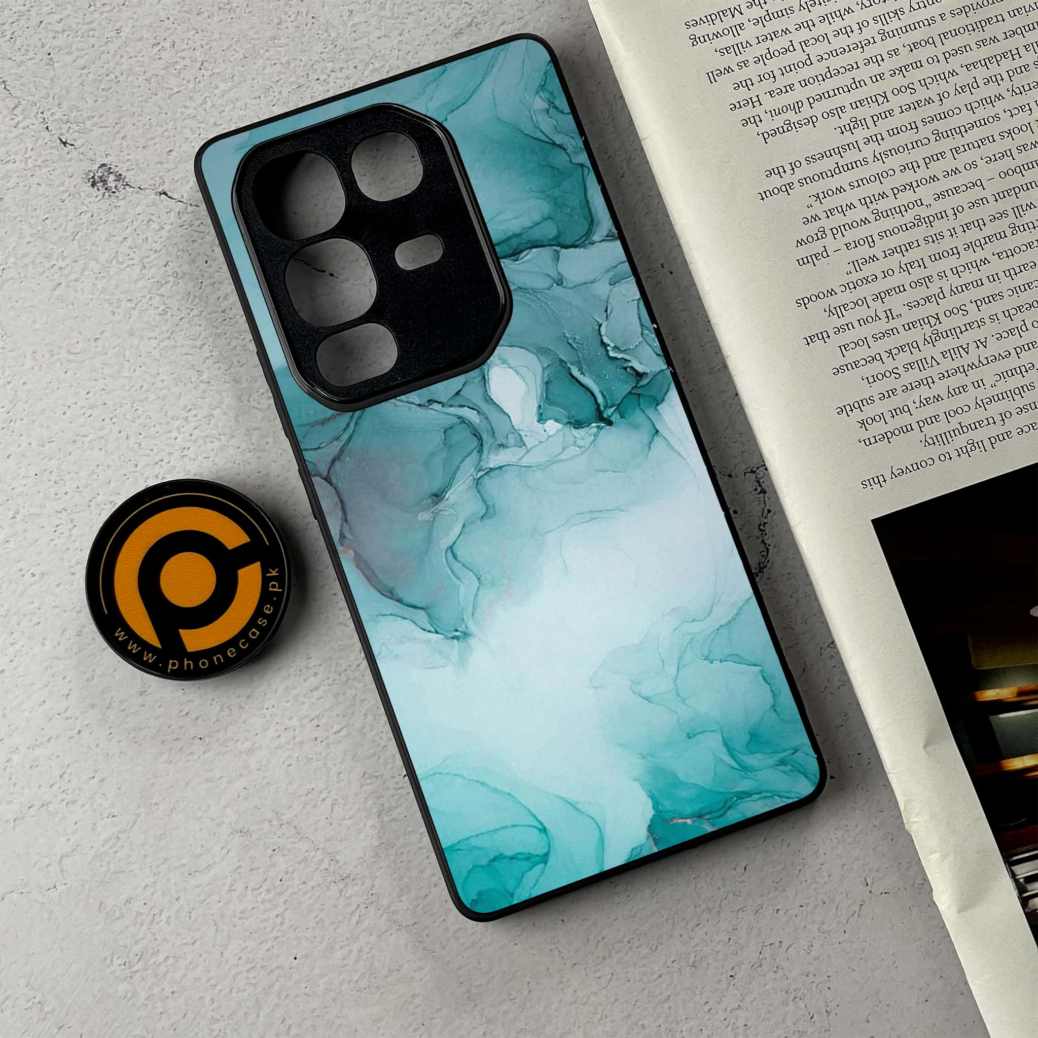 Infinix Note 50 Pro Plus - Blue Marble Series - Premium Metal Printed Soft Bumper Shockproof Case