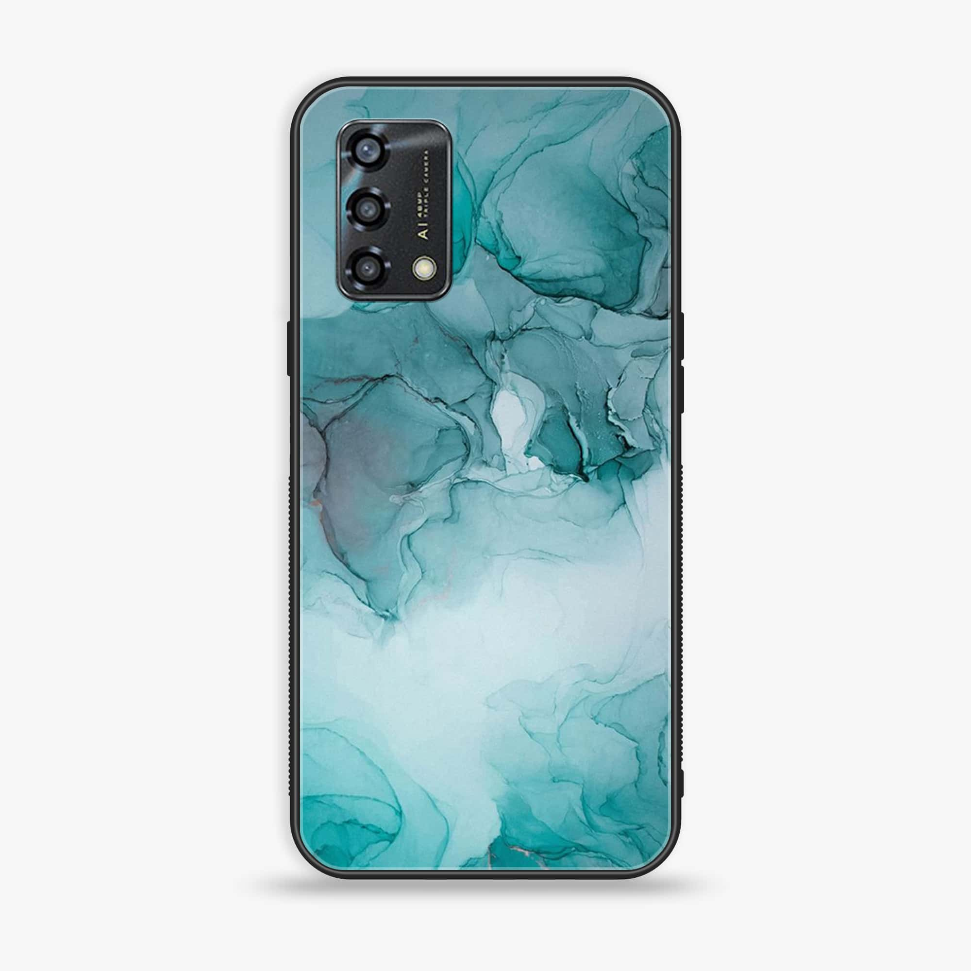 Oppo A95  - Blue Marble Series - Premium Printed Glass soft Bumper shock Proof Case