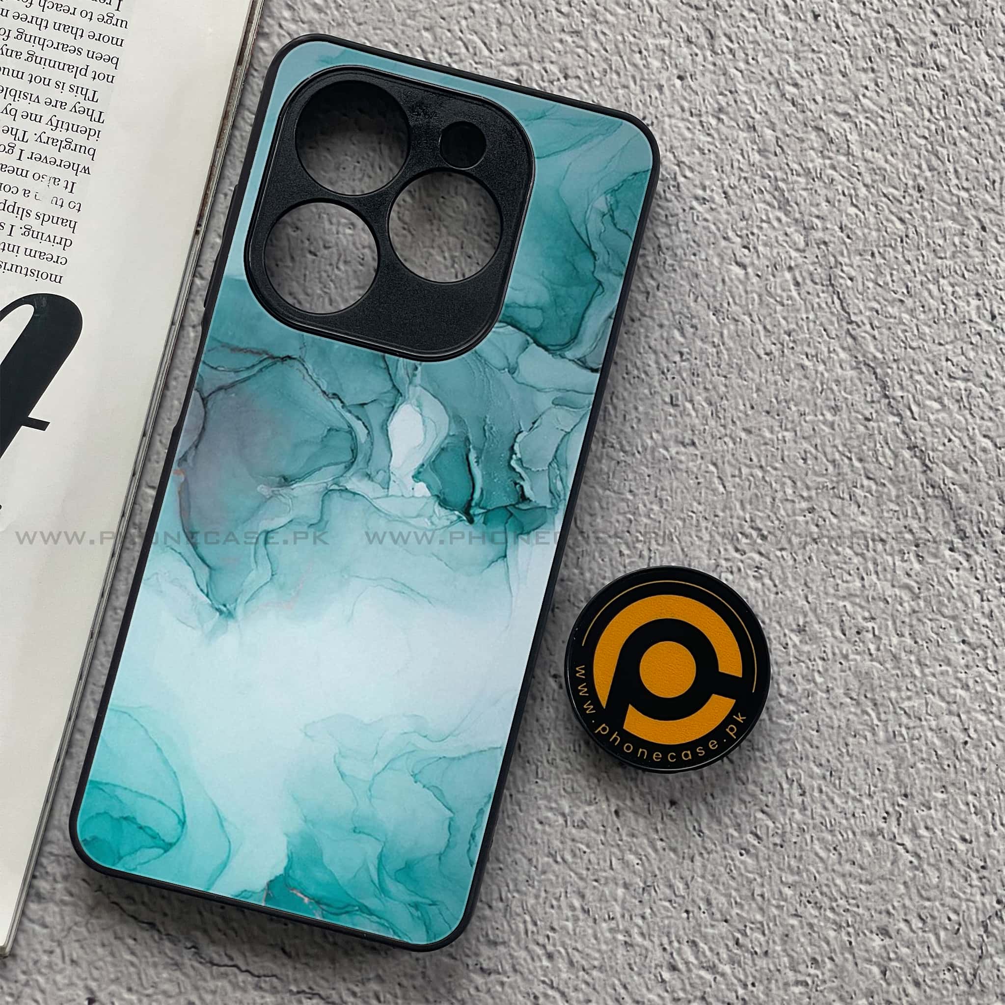 Infinix Smart 8 Pro - Blue Marble Series - Premium Metal Printed soft Bumper shock Proof Case