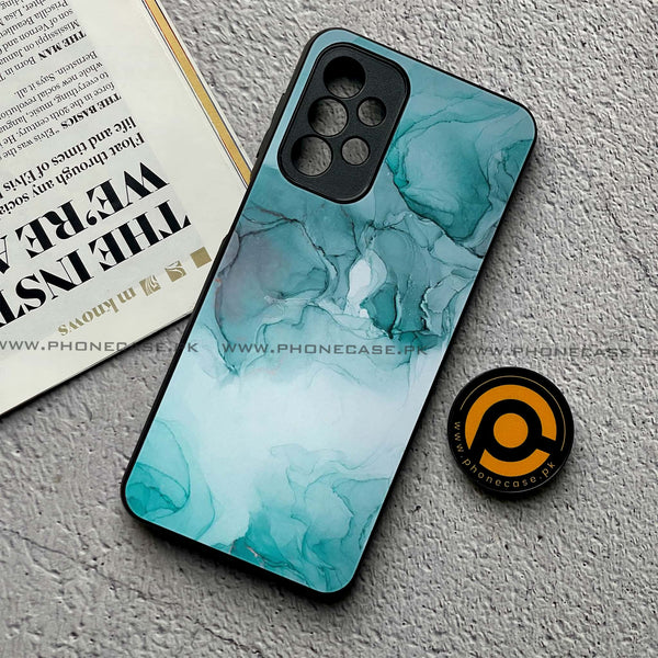 Samsung Galaxy A23- Blue Marble Design 3   - Premium Metal  Printed soft Bumper shock Proof Case CS-28002