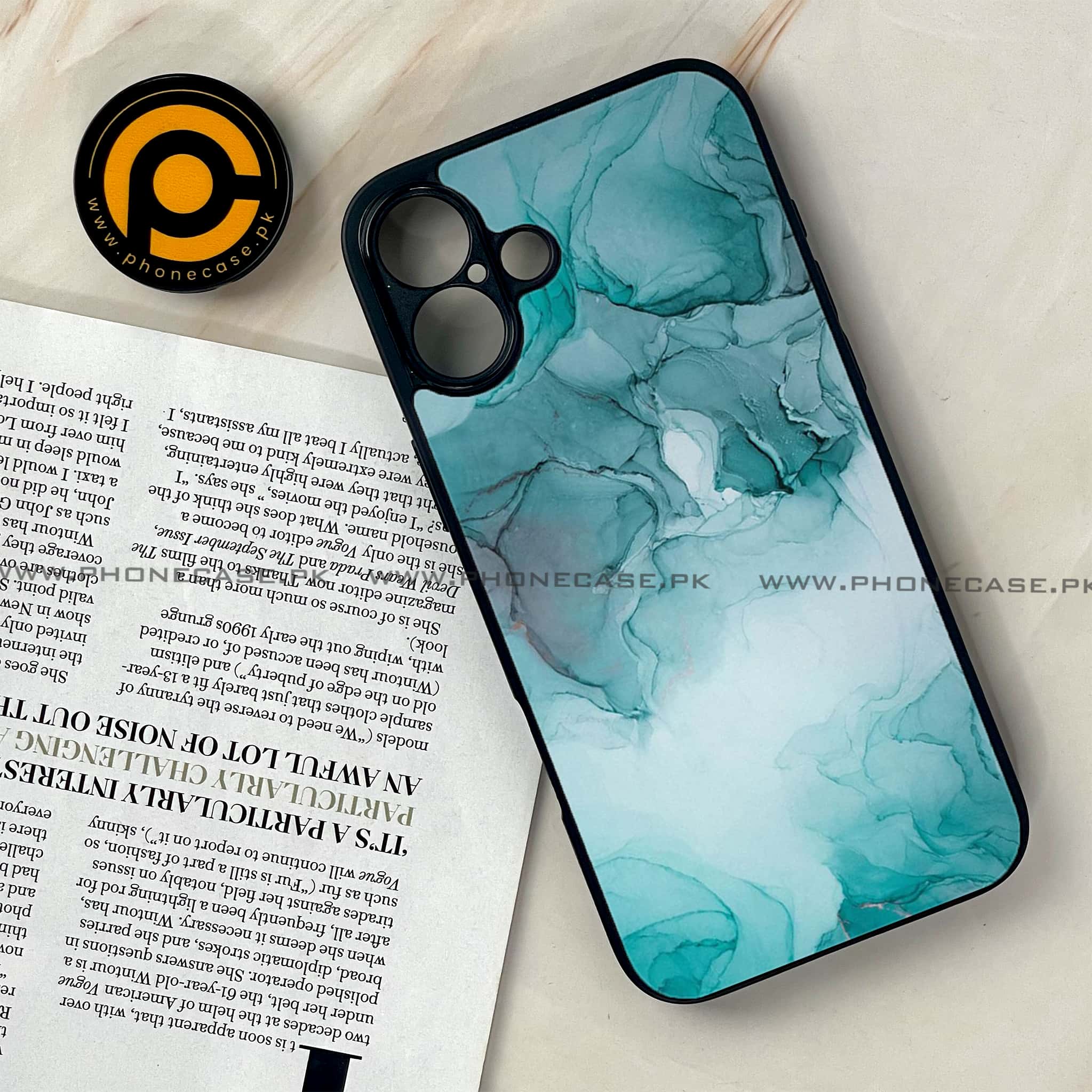 iPhone 16 Plus -  Blue Marble Series - Premium Metal Printed soft Bumper shock Proof Case